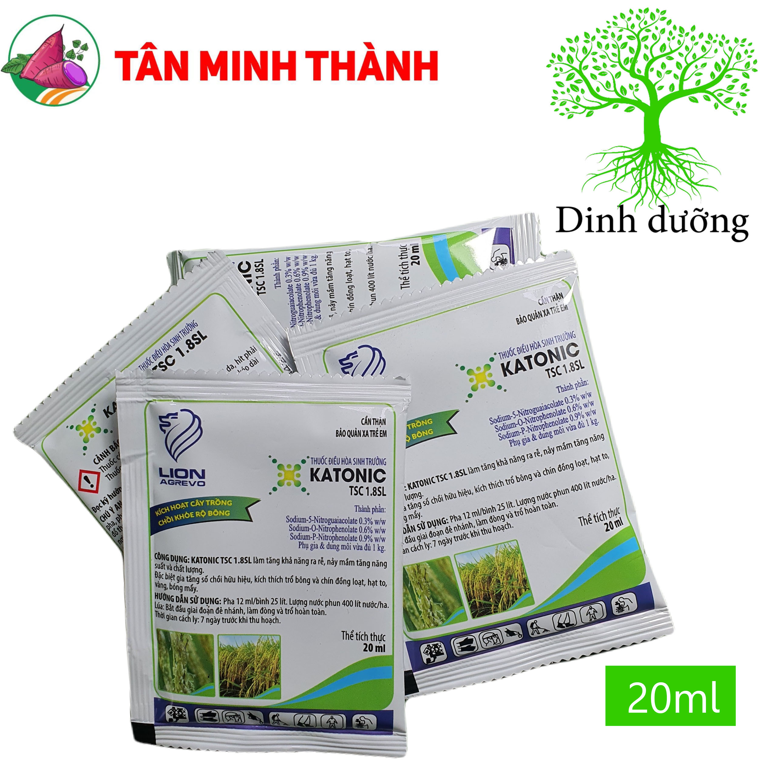 Katonic TSC 1.8SL - Thuốc kích thích ra rễ, giúp hạt nảy mầm, tăng chồi hữu hiệu, ra hoa, trổ bông đồng loạt, to hạt, sáng hạt