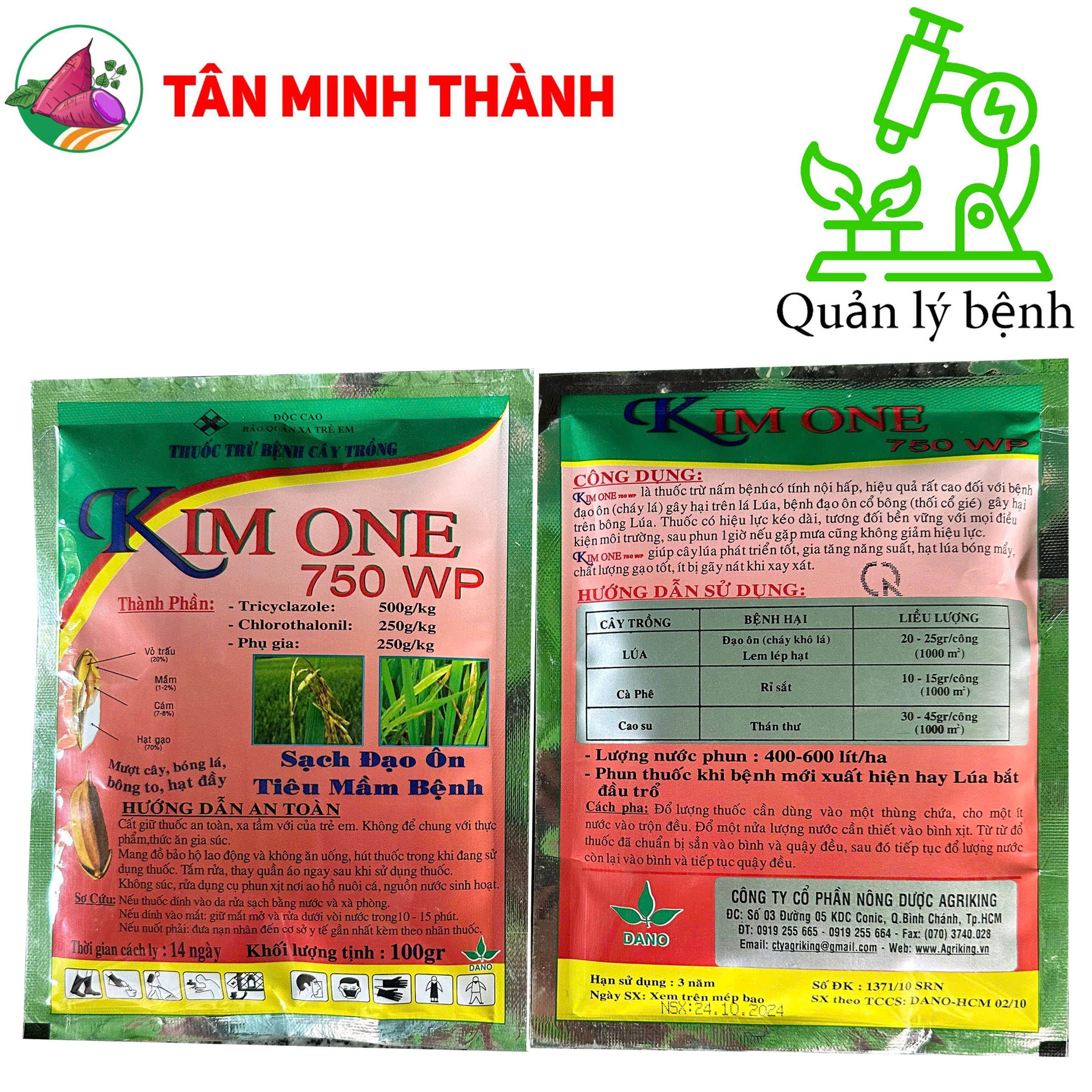 KimOne 750WP - Thuốc đặc trị đạo ôn, rỉ sắt, thán thư, lem lép hạt