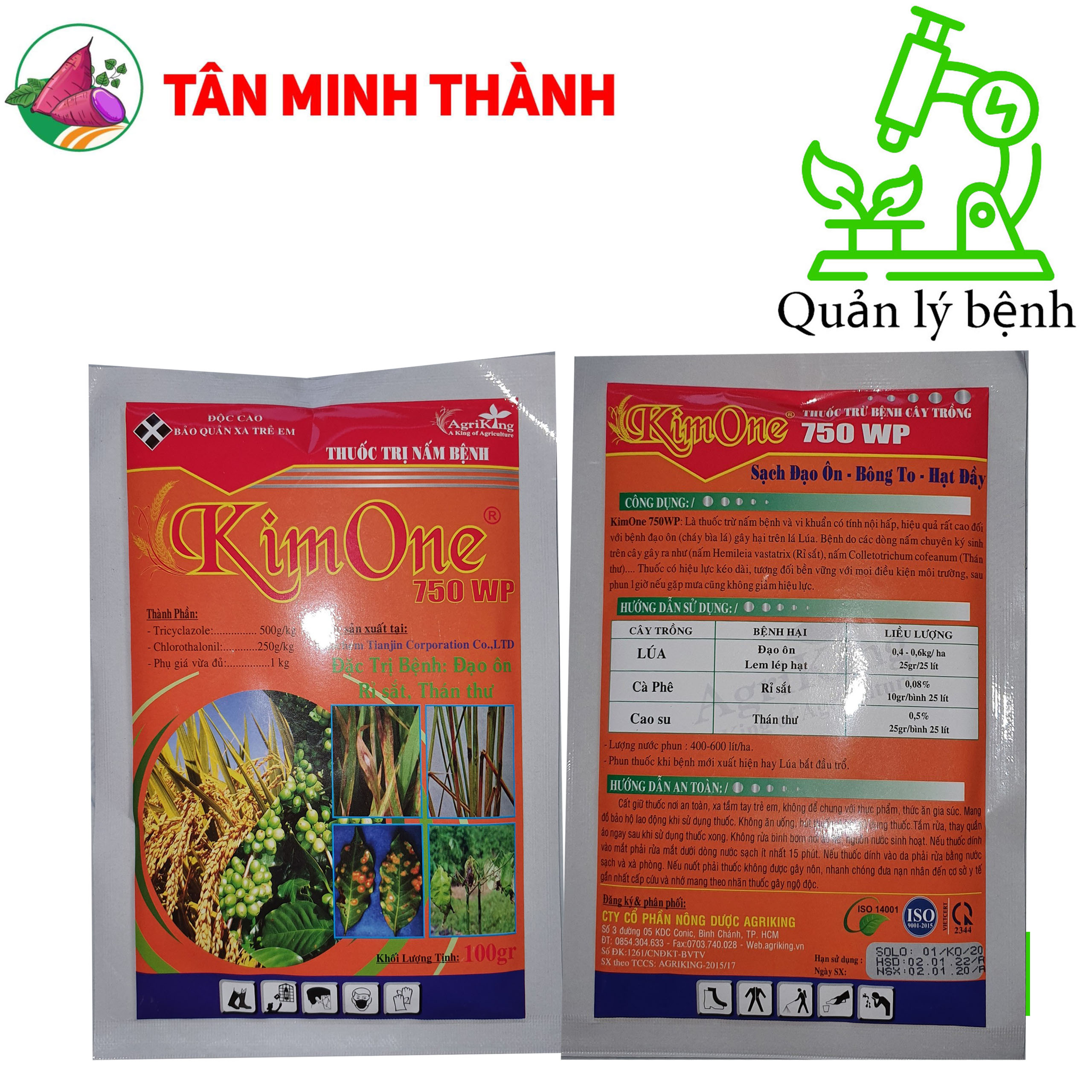 KimOne 750WP - Thuốc đặc trị đạo ôn, rỉ sắt, thán thư, lem lép hạt