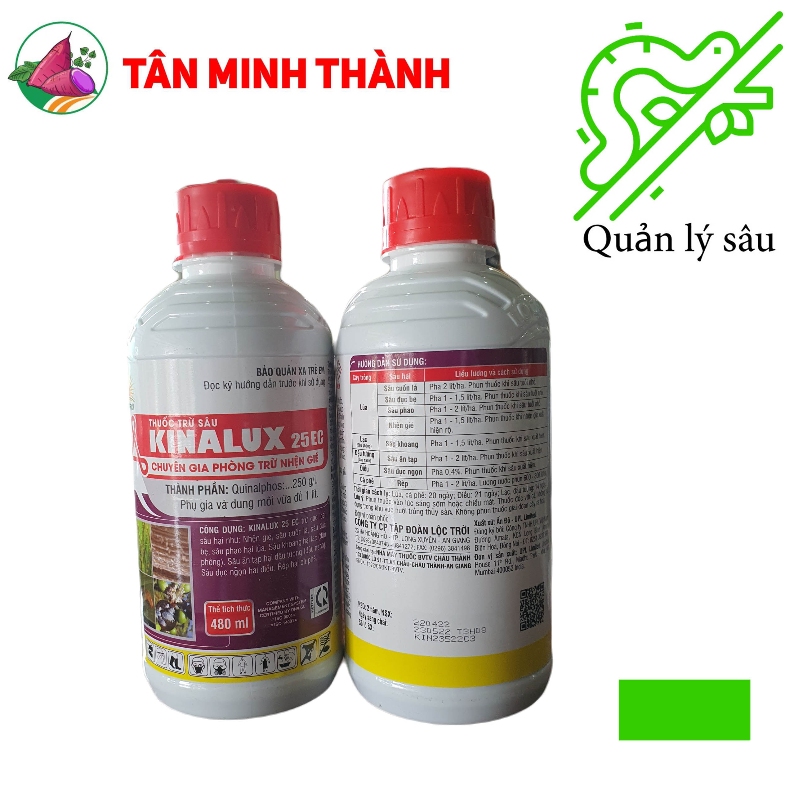 Kinalux 25EC - Thuốc đặc trị sâu cuốn lá, nhện gié, sâu đục bẹ, sâu phao, sâu khoang, sâu ăn tạp, sâu đục ngon, rệp muội