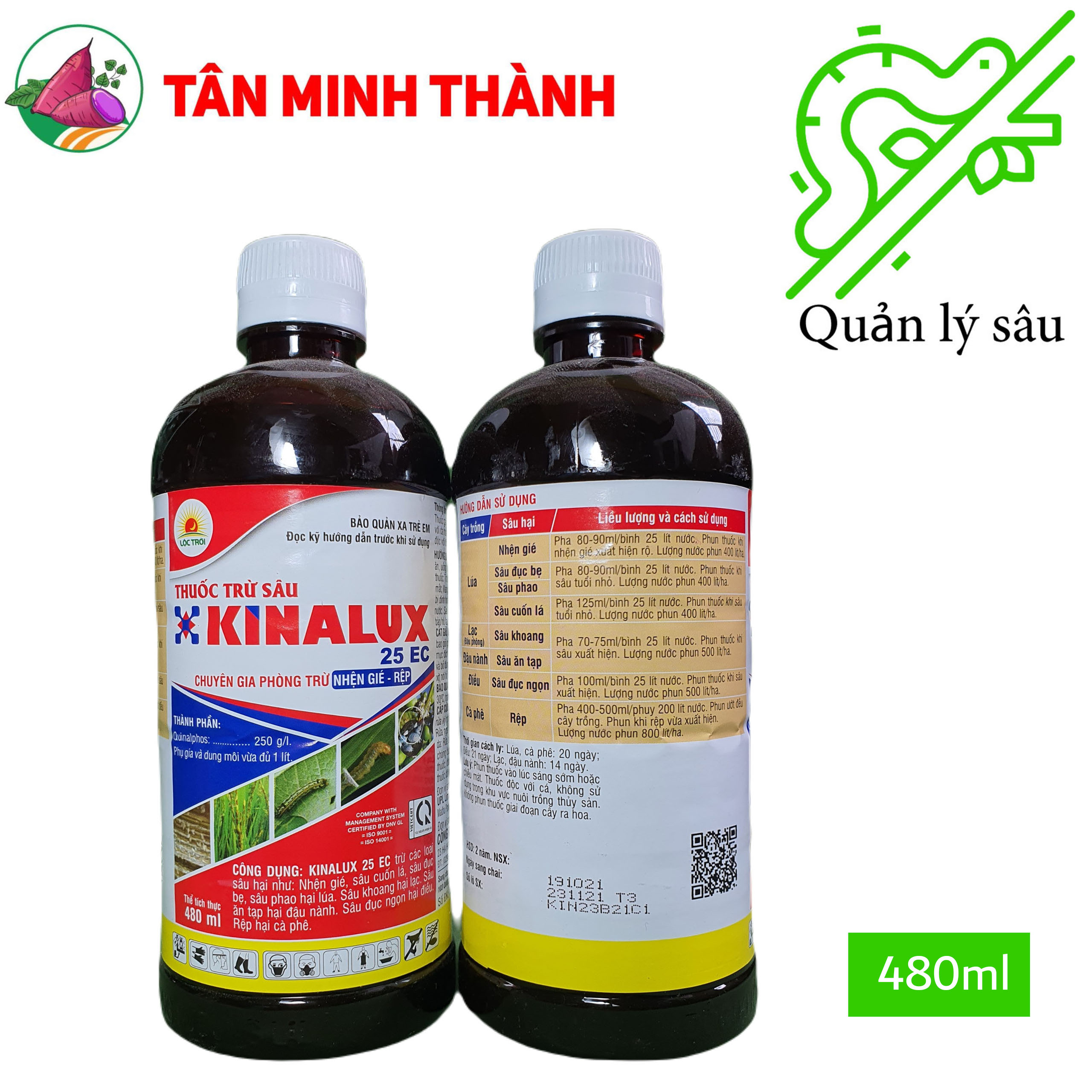 Kinalux 25EC - Thuốc đặc trị sâu cuốn lá, nhện gié, sâu đục bẹ, sâu phao, sâu khoang, sâu ăn tạp, sâu đục ngon, rệp muội