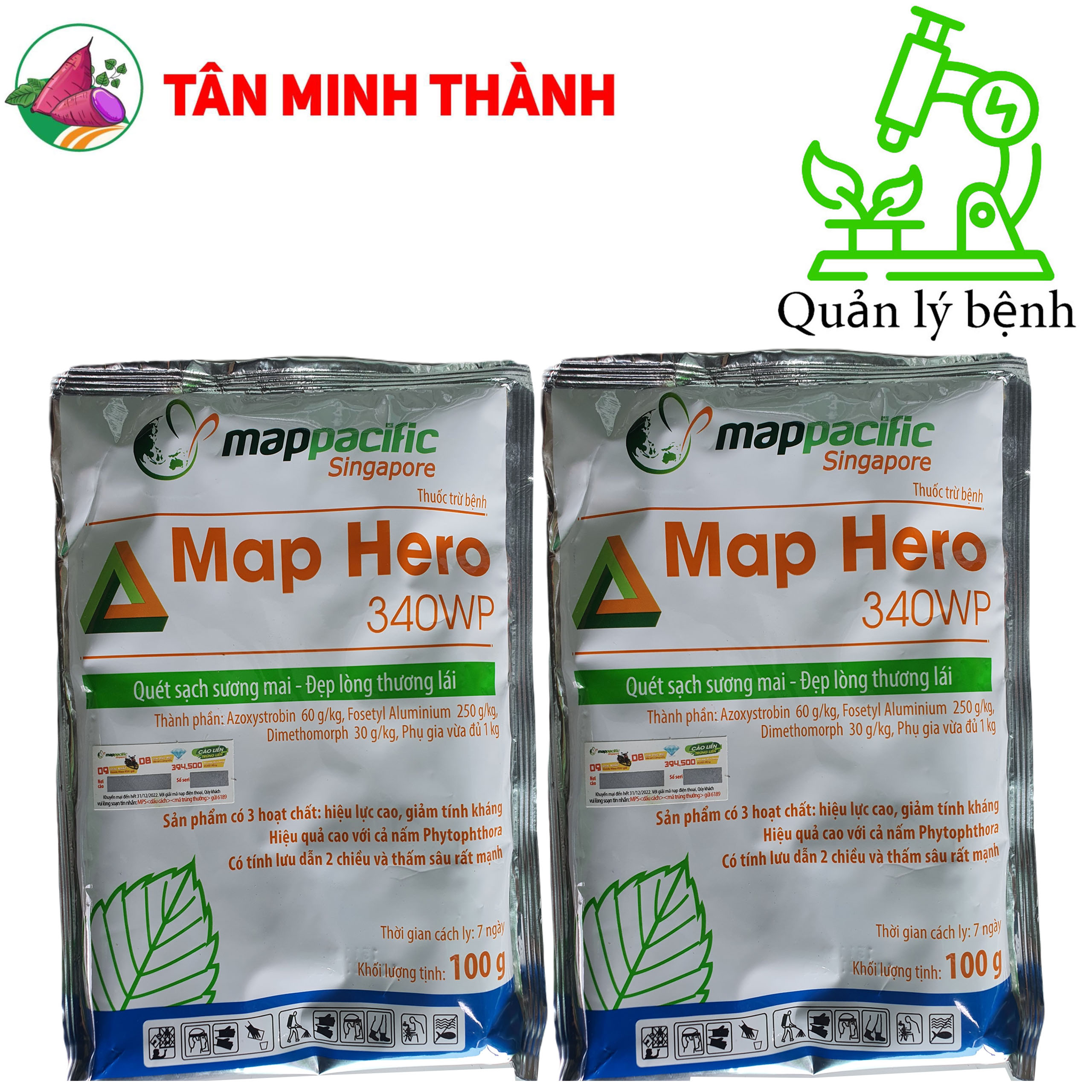 Map Hero 340WP - Thuốc đặc trị sương mai, thối thân, đốm nâu, nứt thân xì mủ, thán thư, đốm vòng, giả sương mai