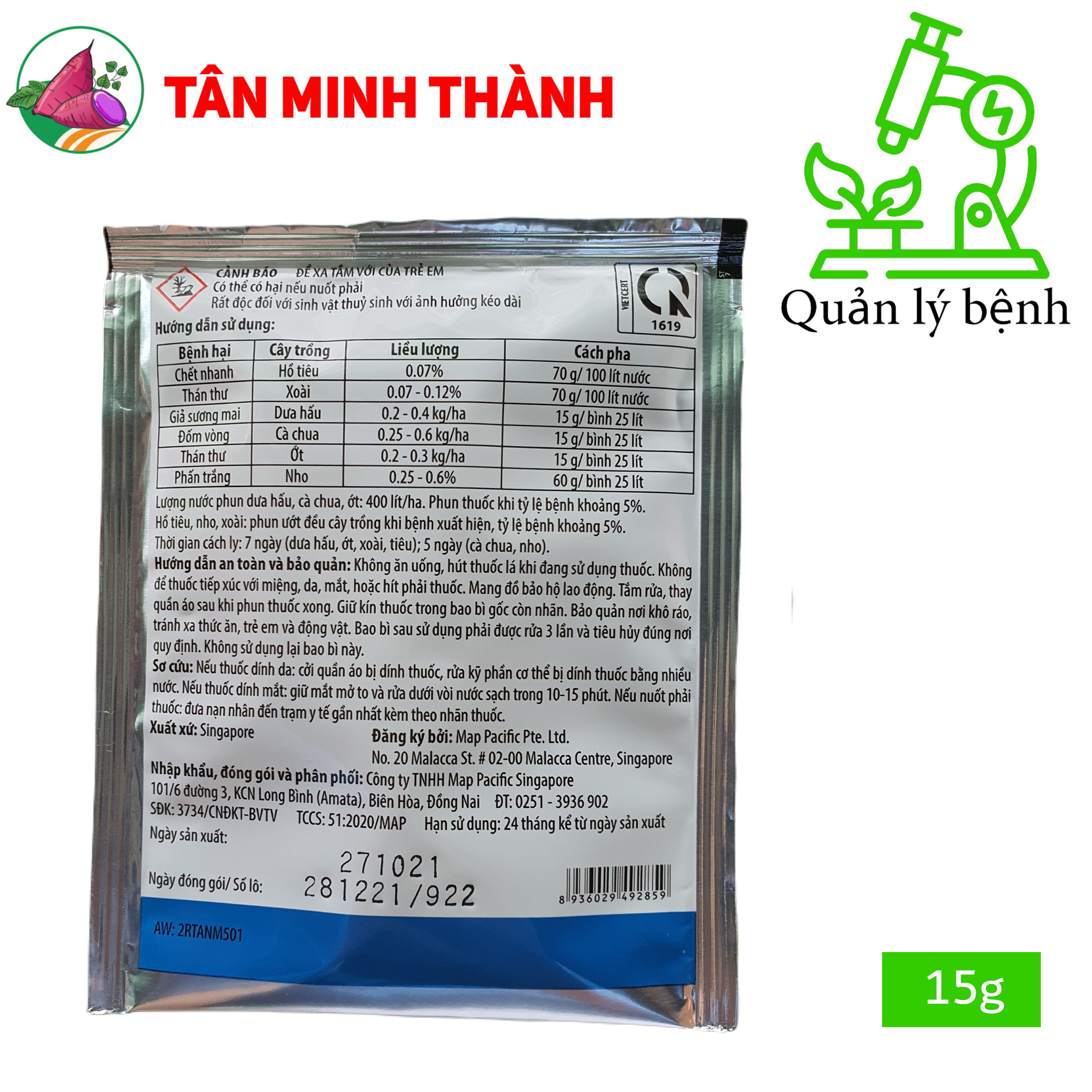 Map Rota 50WP - Thuốc đặc trị thán thư, chết nhanh, giả sương mai, đốm vòng, phấn trắng