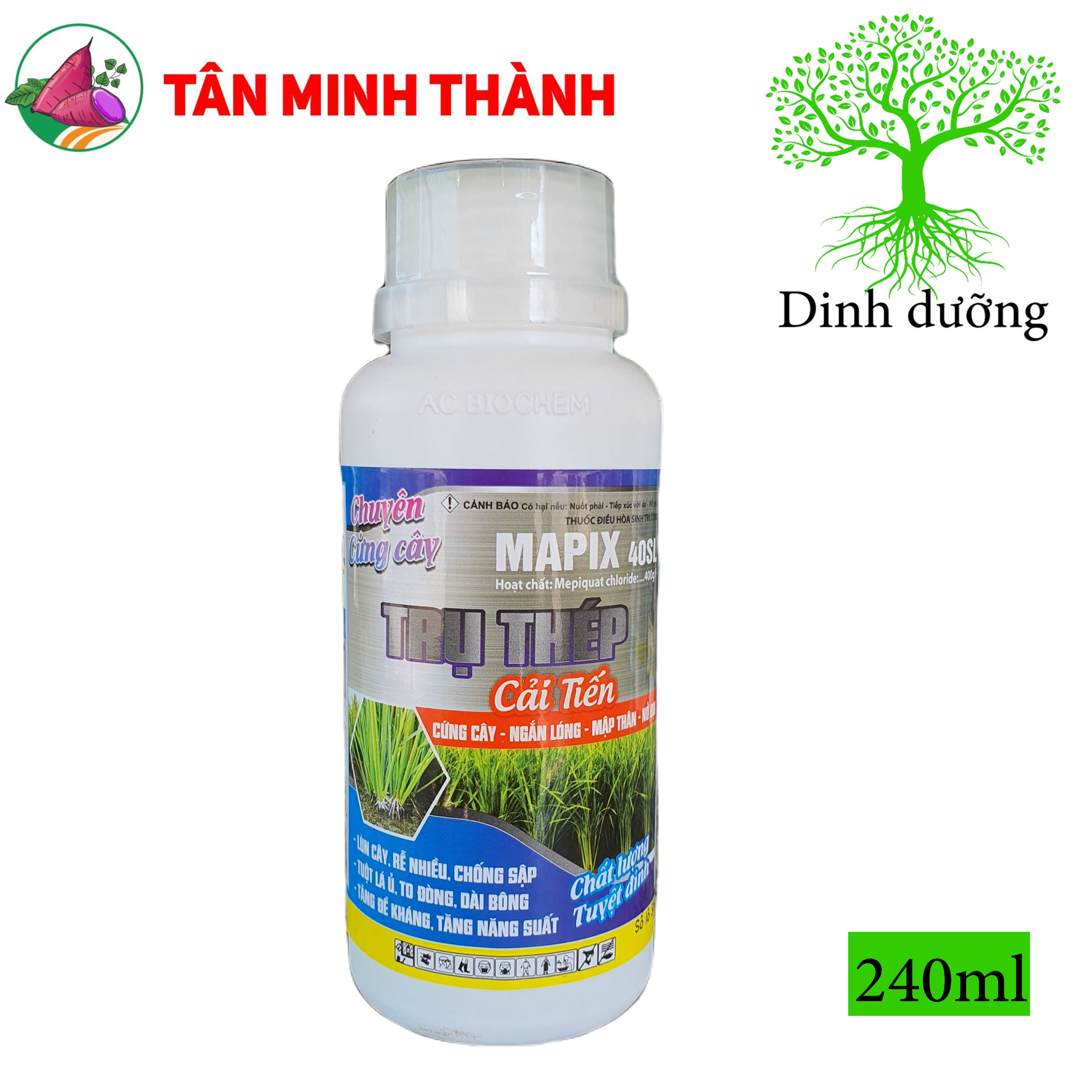 Mapix 40SL Trụ Thép Cải Tiến - Thuốc cứng cây, ngắn lóng, mập thân, nở bụi, ra rễ, to đòng, kích kháng