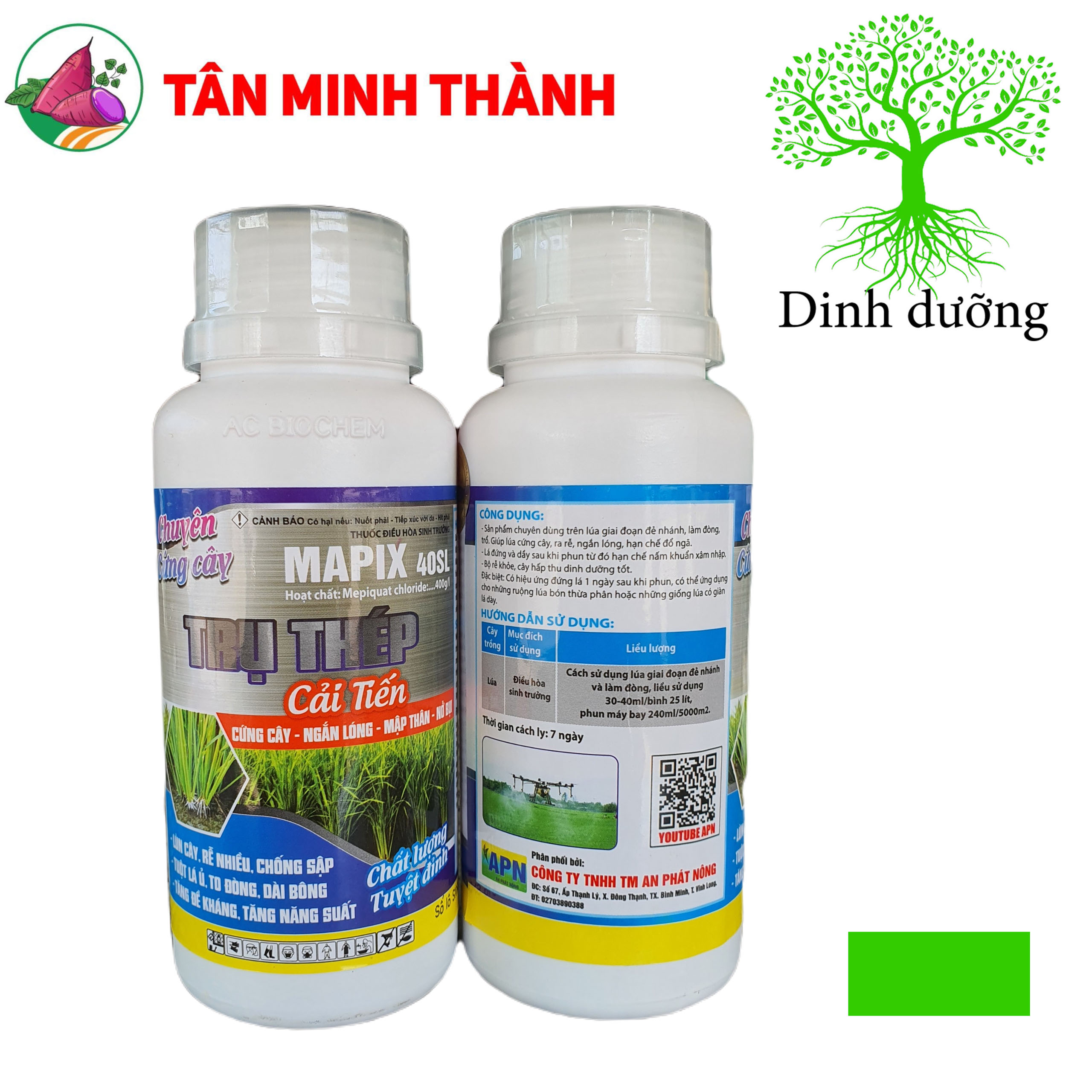 Mapix 40SL Trụ Thép Cải Tiến - Thuốc cứng cây, ngắn lóng, mập thân, nở bụi, ra rễ, to đòng, kích kháng