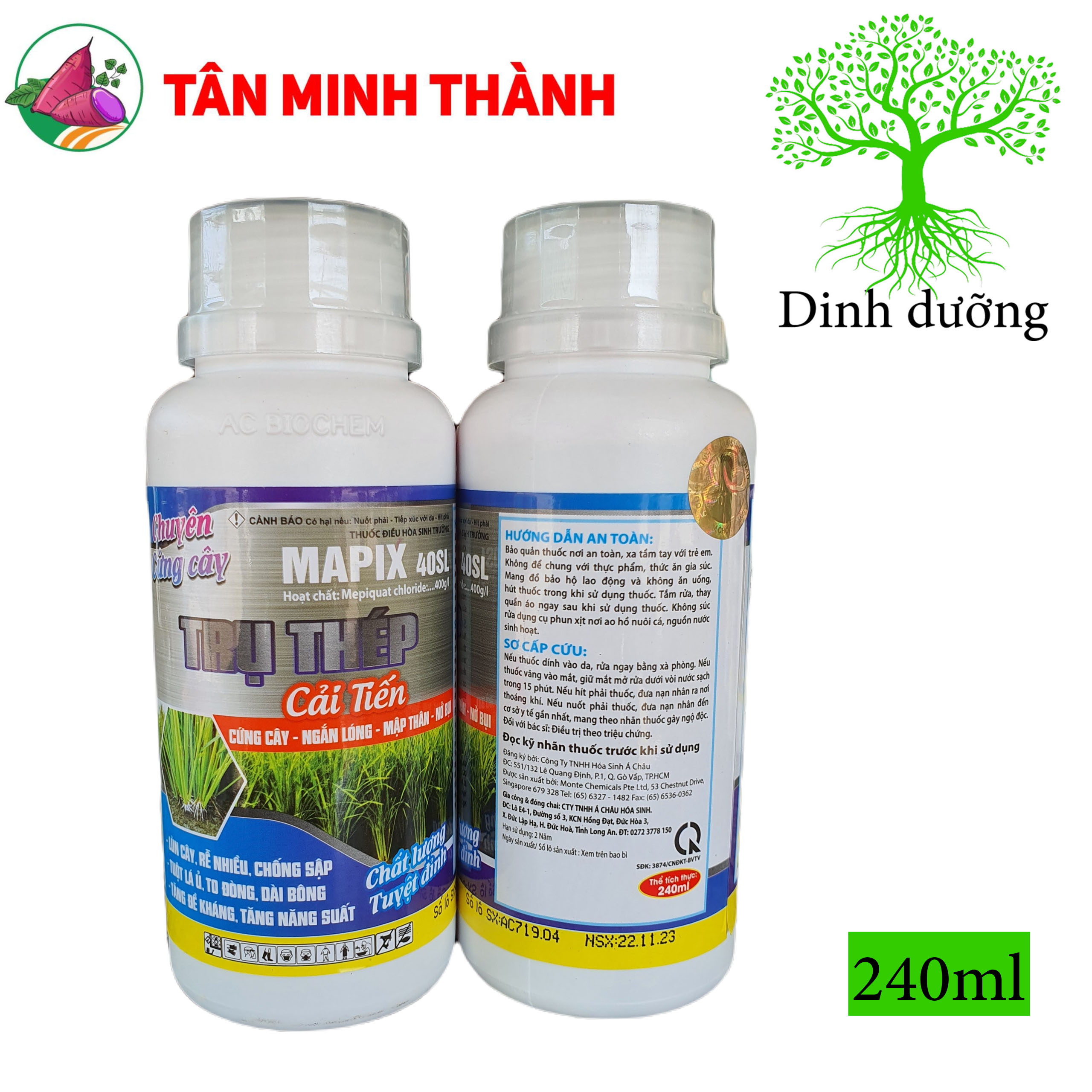 Mapix 40SL Trụ Thép Cải Tiến - Thuốc cứng cây, ngắn lóng, mập thân, nở bụi, ra rễ, to đòng, kích kháng