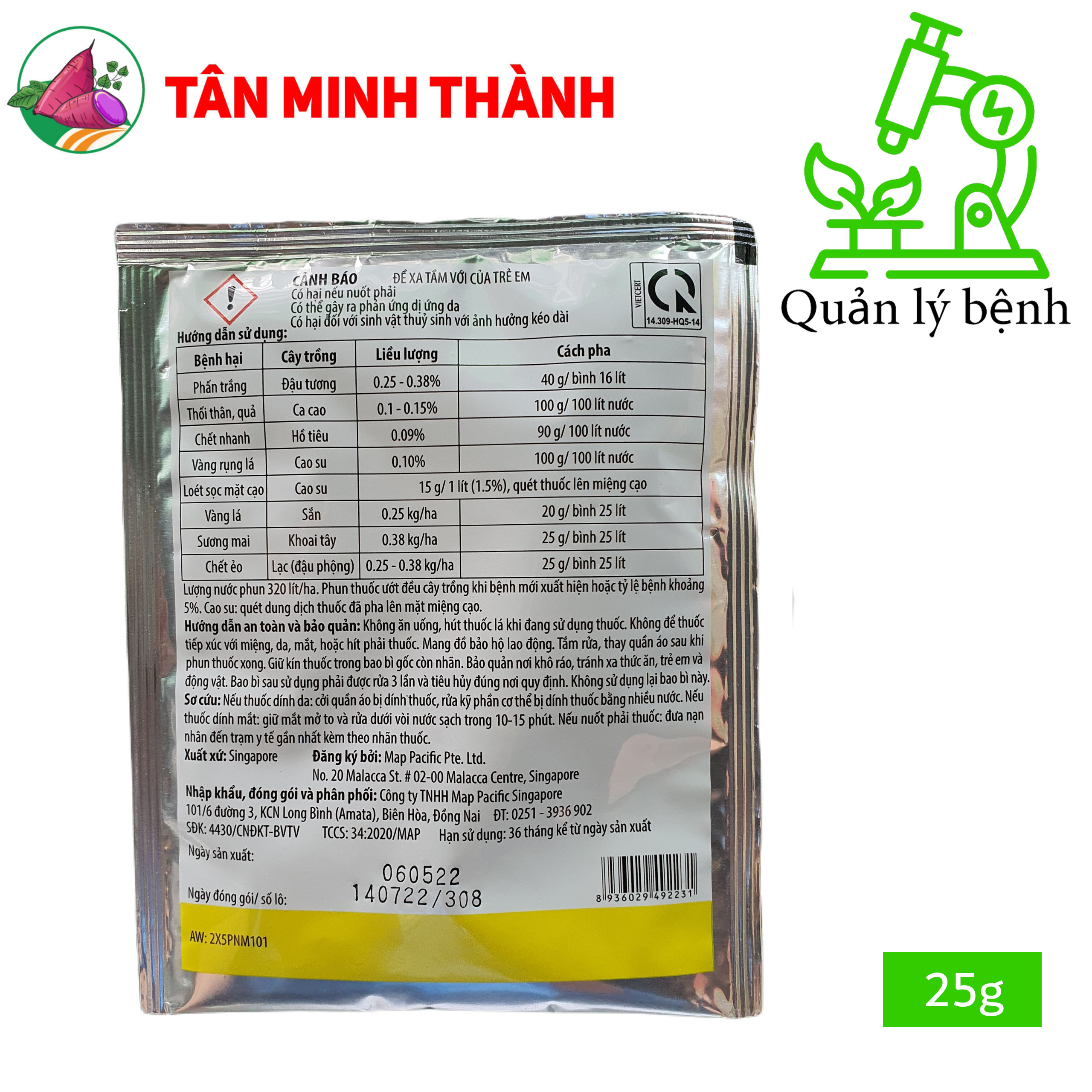 Mataxyl 500WP - Thuốc trừ bệnh vàng rụng lá, sương mai, thối trái, phấn trắng, héo nhan, loét sọc mặt cạo