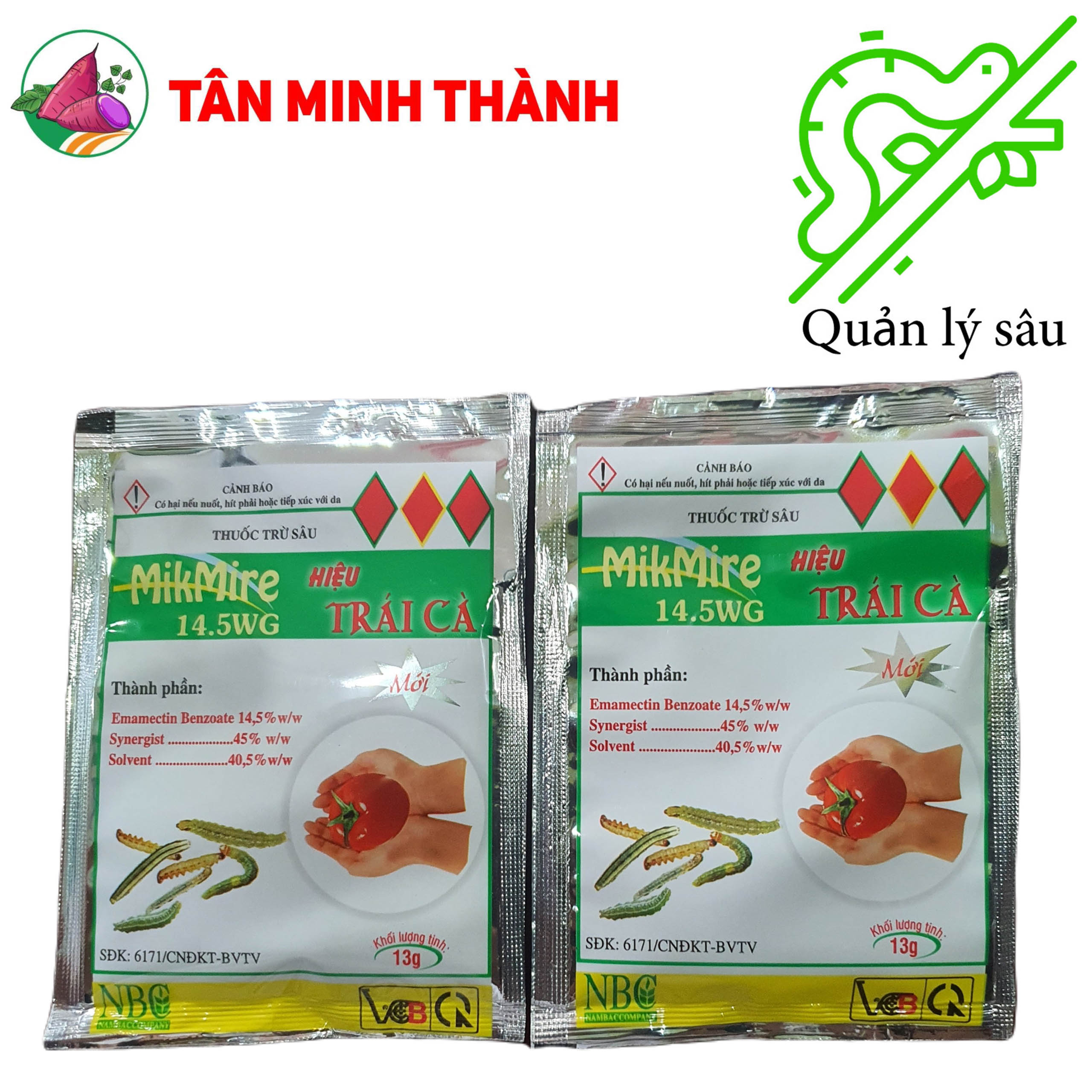 Mikmire Trái Cà 14.5WG - Thuốc đặc trị sâu cuốn lá, nhện đỏ, bọ trĩ, sâu đục thân, sâu đục quả, sâu xanh