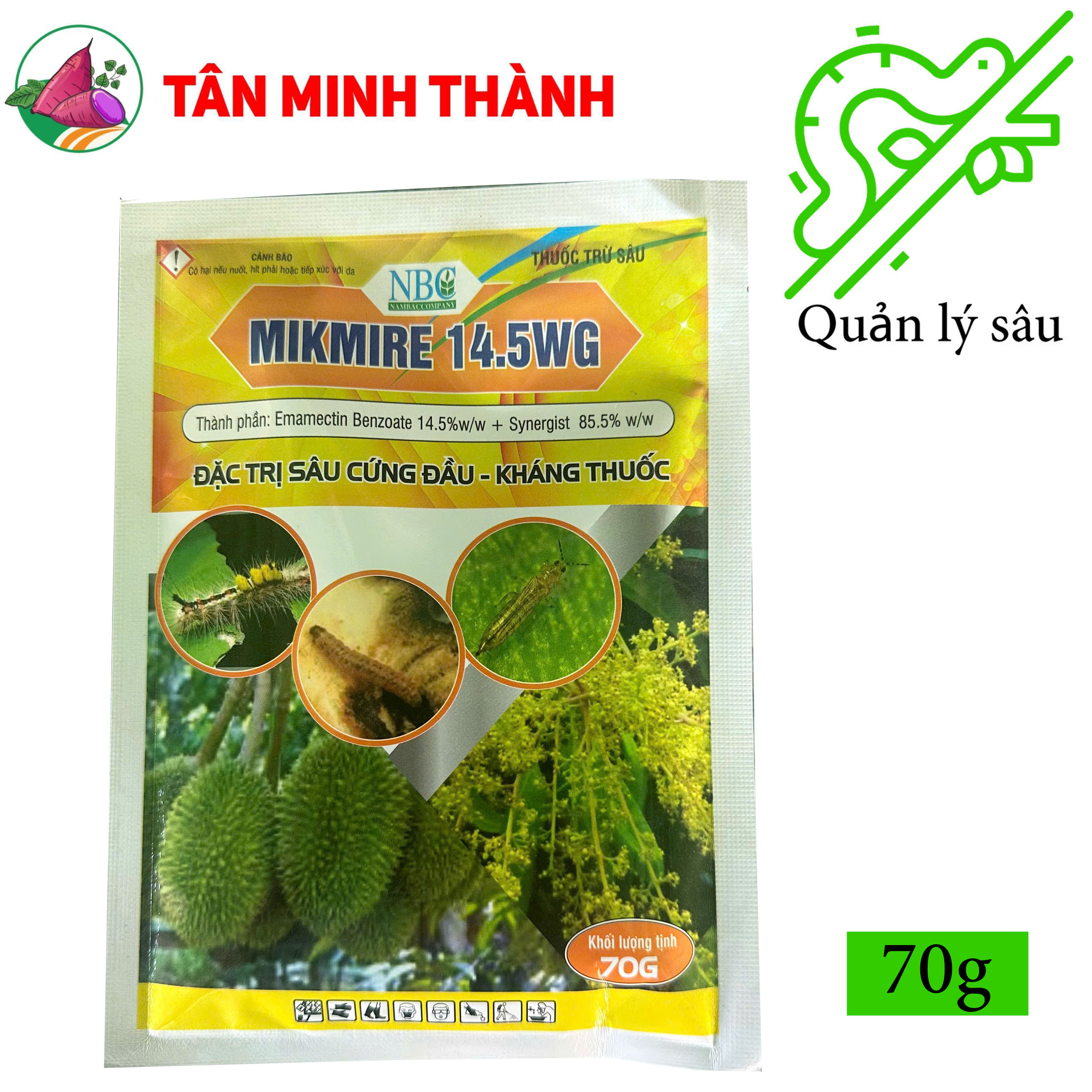Mikmire Trái Cà 14.5WG - Thuốc đặc trị sâu cuốn lá, nhện đỏ, bọ trĩ, sâu đục thân, sâu đục quả, sâu xanh