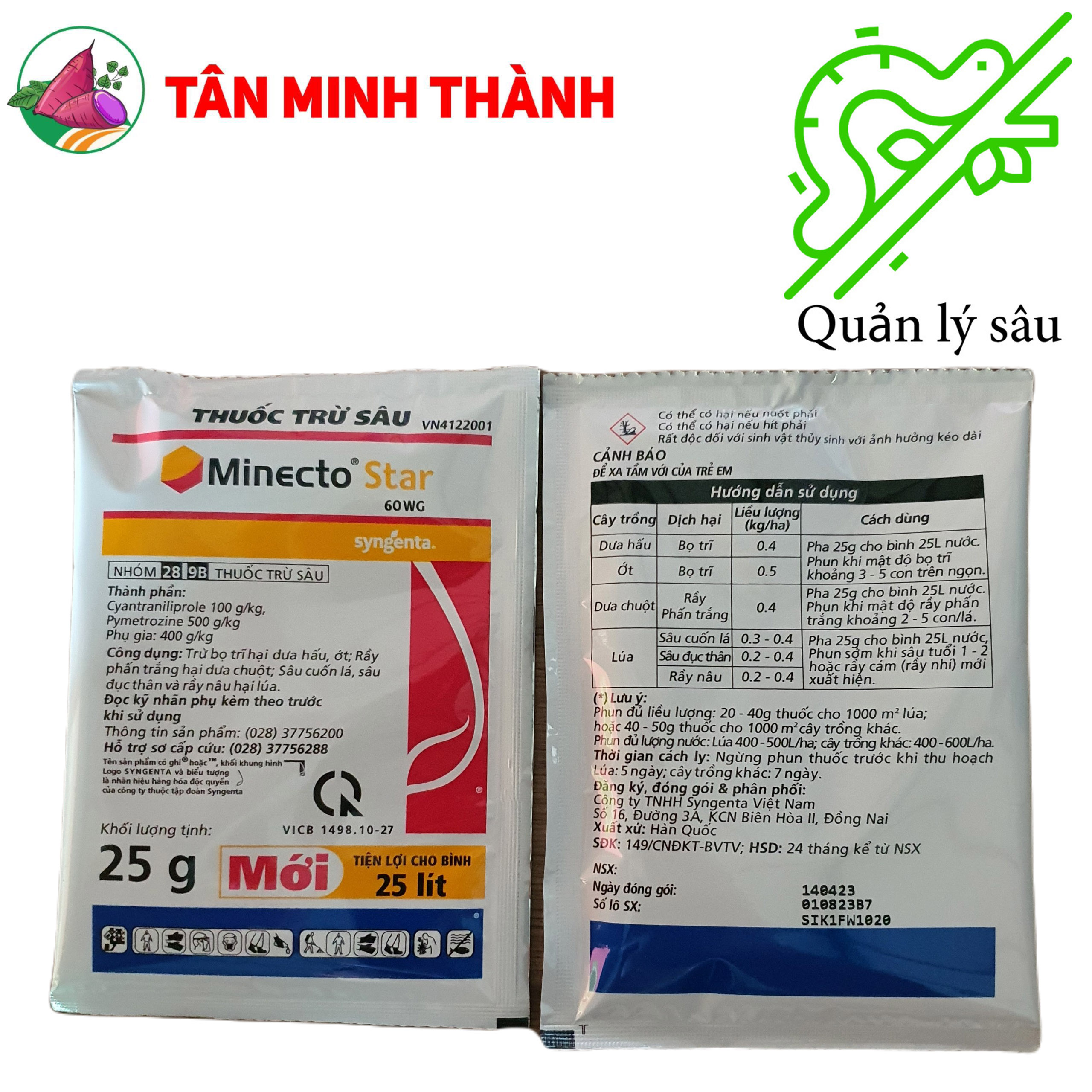Minecto Star 60WG - Thuốc đặc trị bọ trĩ, rầy phấn trắng, sâu cuốn lá, sâu đục thân, rây nâu, bù lạch, rầy lửa