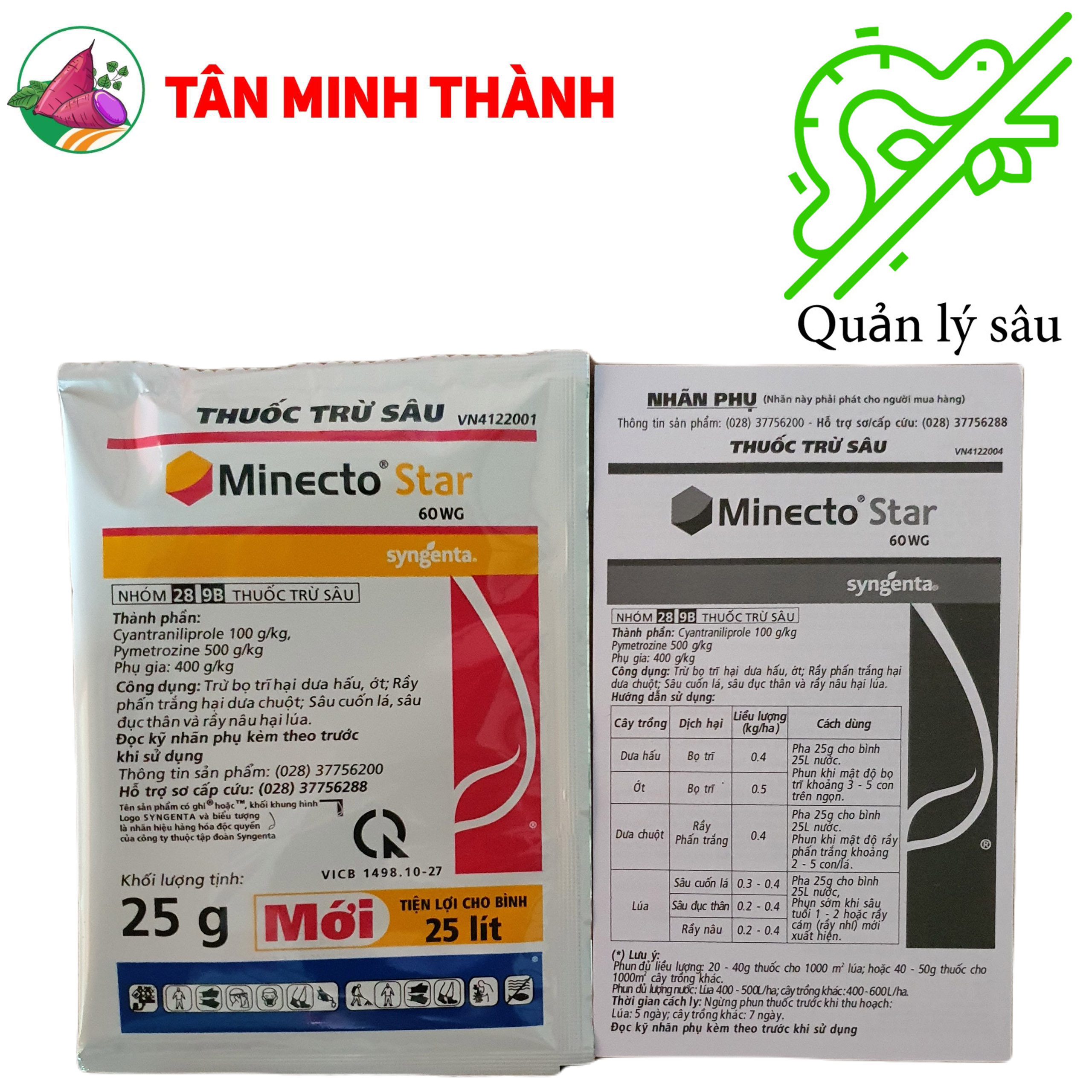 Minecto Star 60WG - Thuốc đặc trị bọ trĩ, rầy phấn trắng, sâu cuốn lá, sâu đục thân, rây nâu, bù lạch, rầy lửa