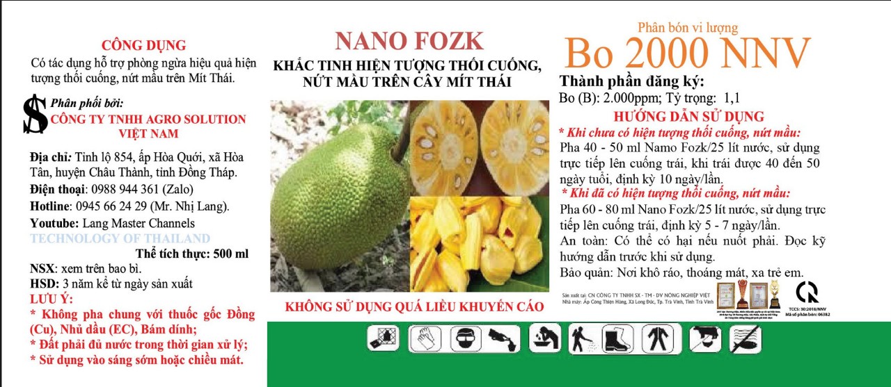 Nano Fozk - Thuốc ngừa bệnh thối cuống, nứt mầu trái mít thái