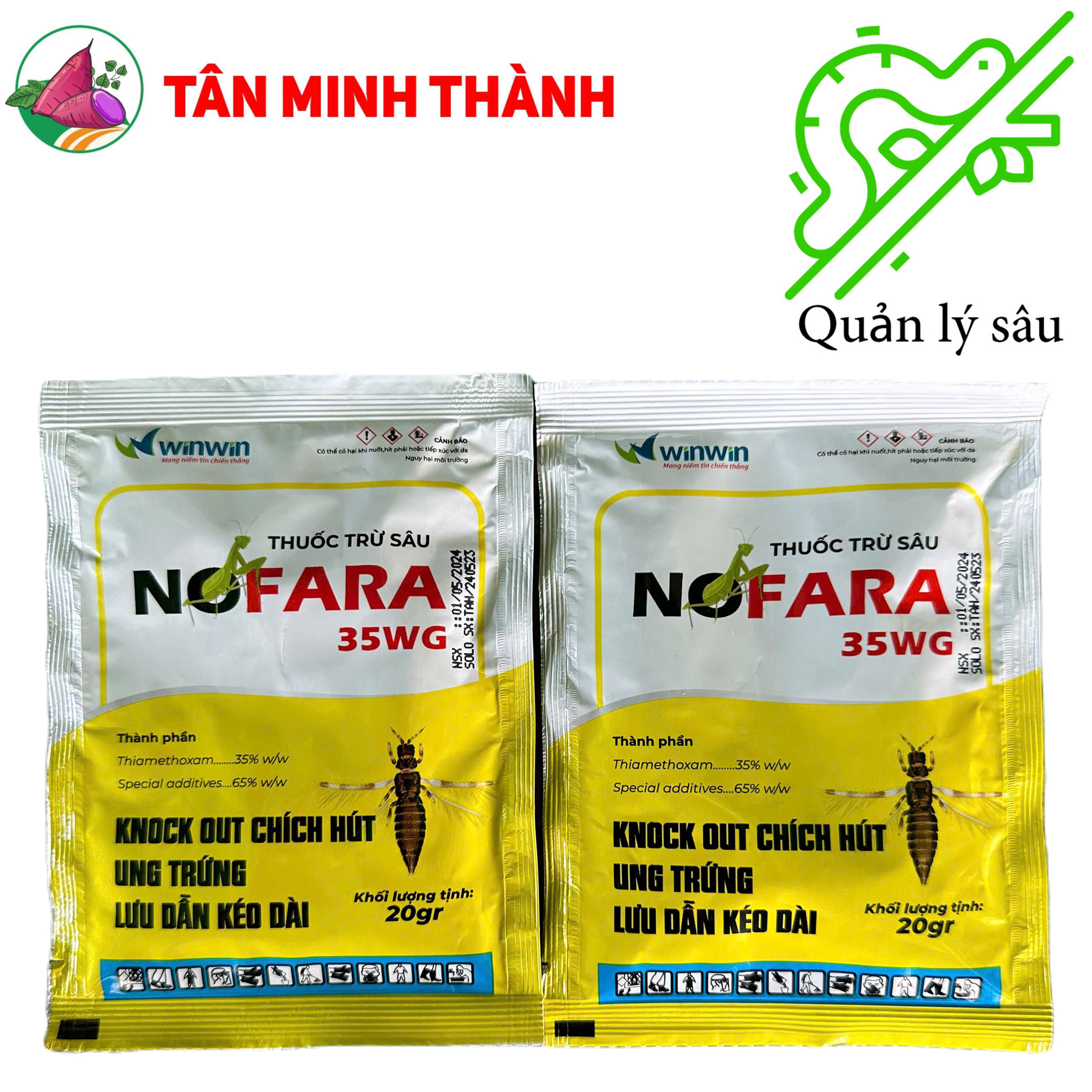 Nofara 35WG - Thuốc đặct trị bọ trĩ, bọ xít, bọ nhảy, bọ cánh tơ, rầy xanh, rầy nâu, rệp sáp