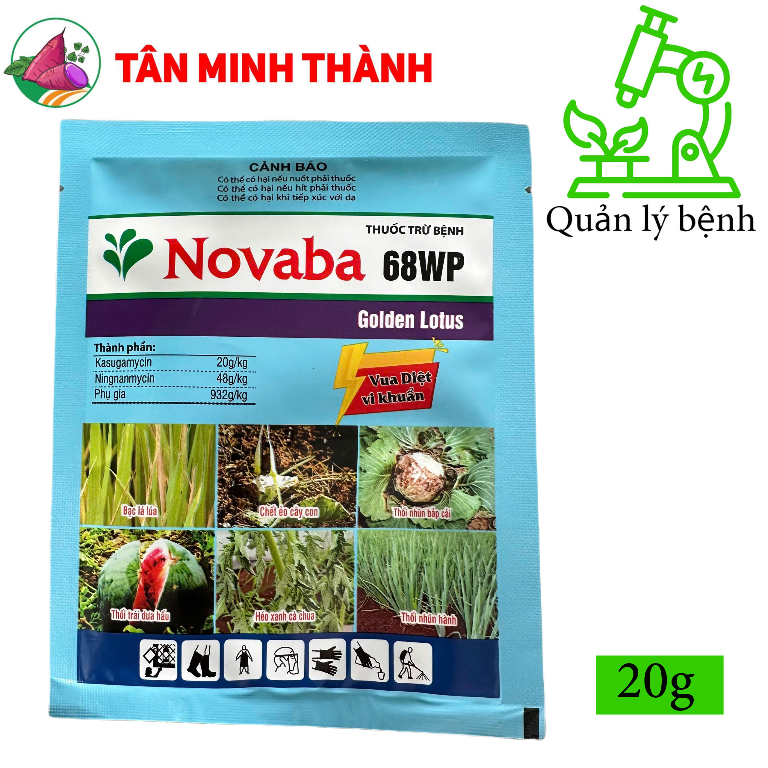 Novaba 68WP - Thuốc trừ thối nhũn, chết ẻo cây con, bạc lá lúa, thối trái, héo xanh