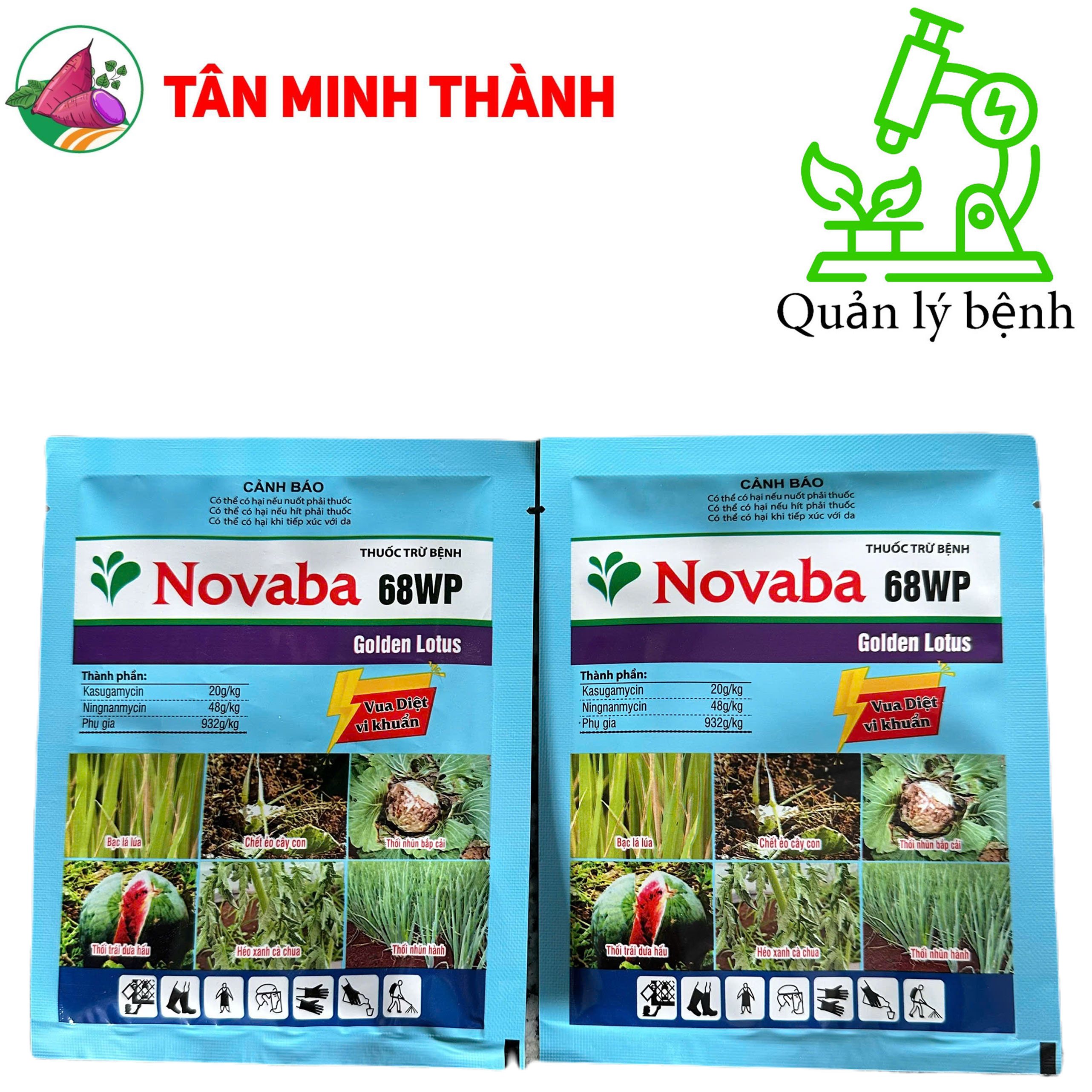 Novaba 68WP - Thuốc trừ thối nhũn, chết ẻo cây con, bạc lá lúa, thối trái, héo xanh