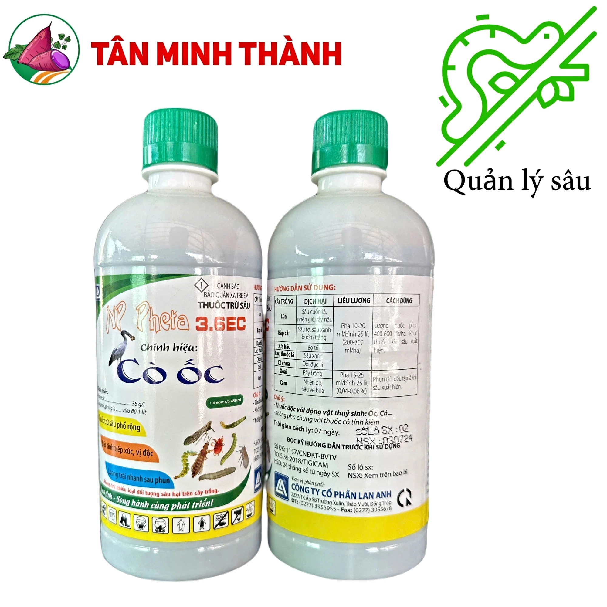 NP Pheta 3.6EC Cò Ốc - Thuốc trừ sâu sinh học đặc trị sâu cuốn lá, nhện nhé, rầy nâu, sâu tơ, sâu xanh, bướm trắng, bọ trĩ, dòi đục lá, rầy bông