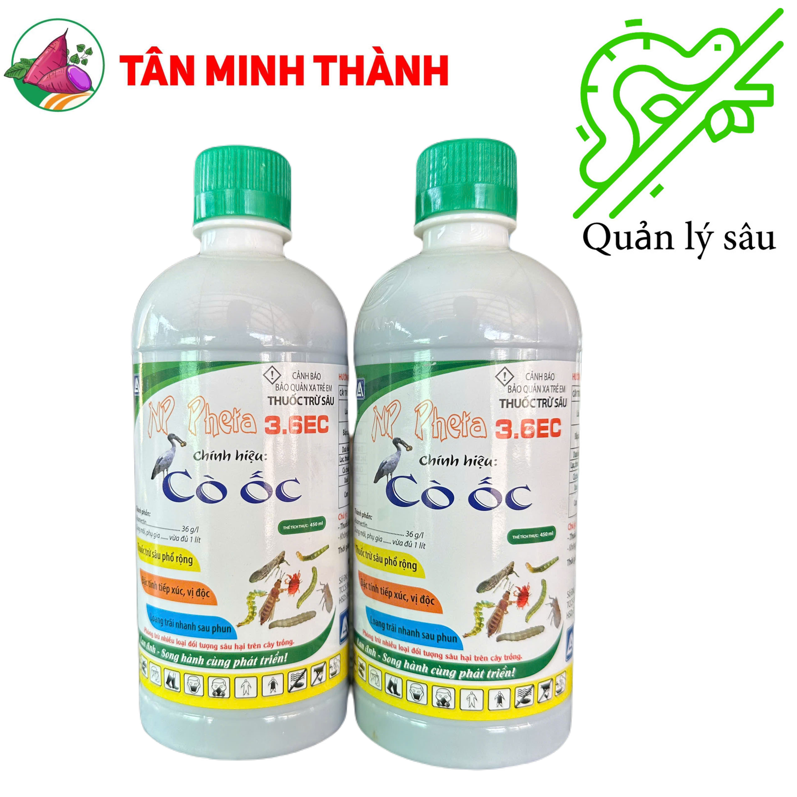 NP Pheta 3.6EC Cò Ốc - Thuốc trừ sâu sinh học đặc trị sâu cuốn lá, nhện nhé, rầy nâu, sâu tơ, sâu xanh, bướm trắng, bọ trĩ, dòi đục lá, rầy bông