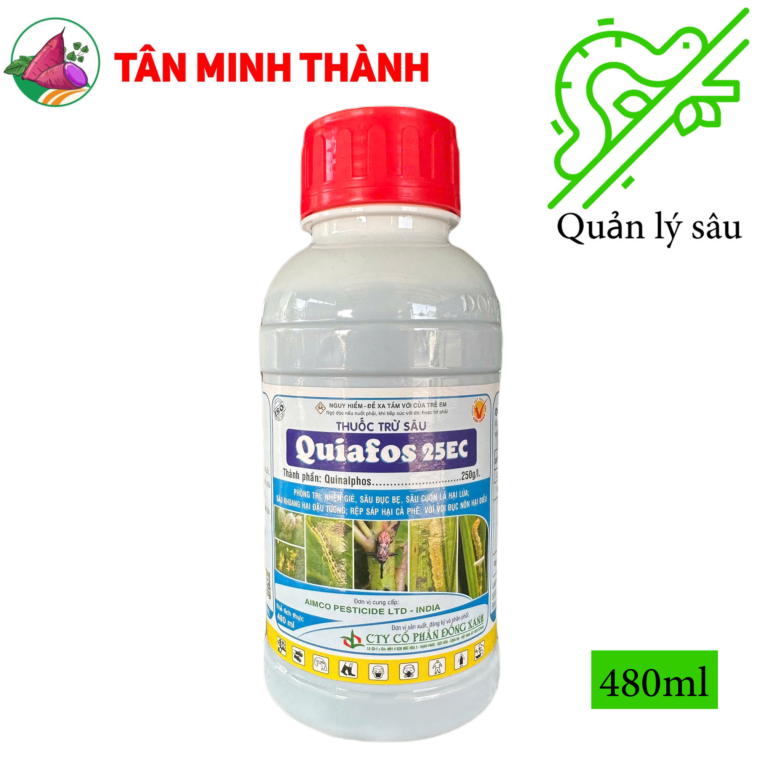 Quiafos 25EC - Thuốc trừ nhện gié, sâu đục bẹ, sâu cuốn lá, sâu khoang, rệp sáp, vòi voi đục nõn