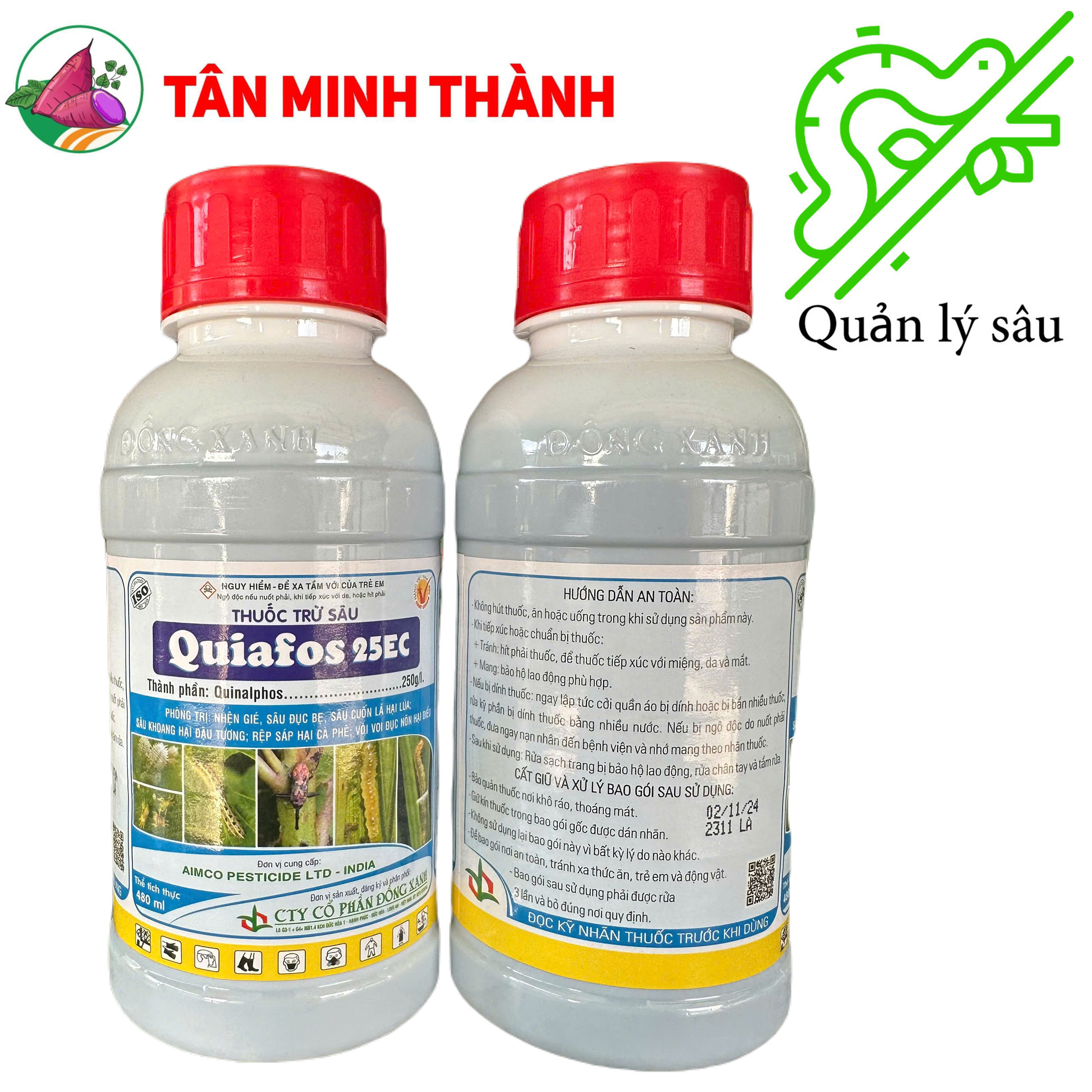Quiafos 25EC - Thuốc trừ nhện gié, sâu đục bẹ, sâu cuốn lá, sâu khoang, rệp sáp, vòi voi đục nõn
