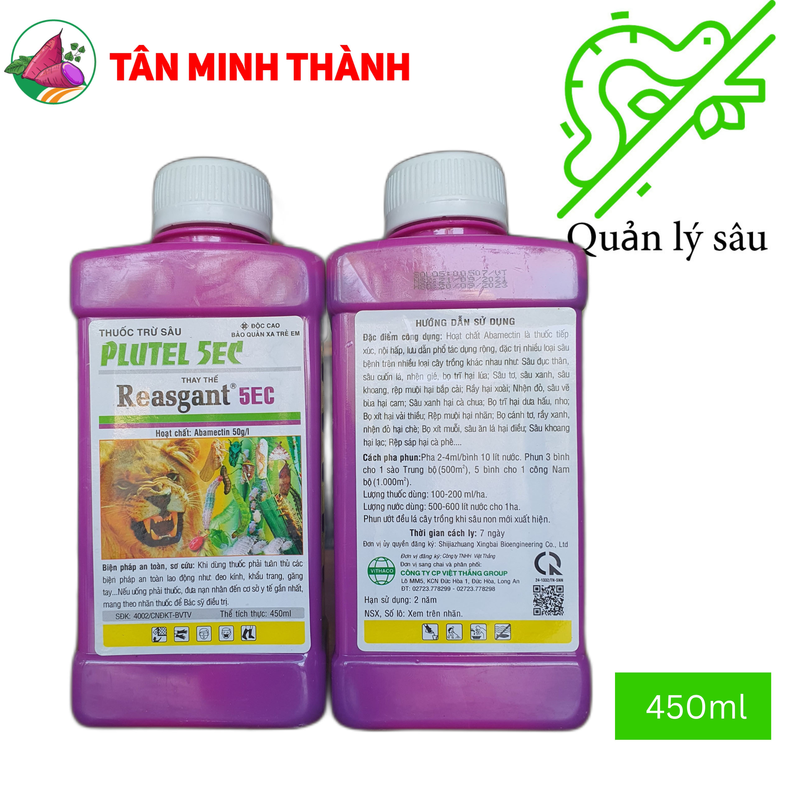 Reasgant 5EC - Thuốc trừ sâu đục bẹ, bọ trĩ, sâu tơ, sâu vẽ bùa, nhện đỏ, bọ xít, rệp muội, rệp sáp sâu đục thân, sâu cuốn lá, nhện gié