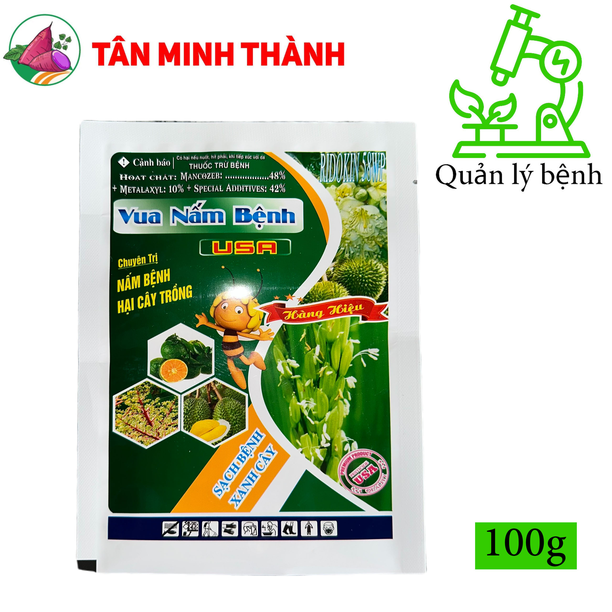 Ridokin Vua Nấm Bệnh 58WP - Thuốc trị ghẻ sẹo, loét trái, vàng lá, rỉ sắt, khô chết cành