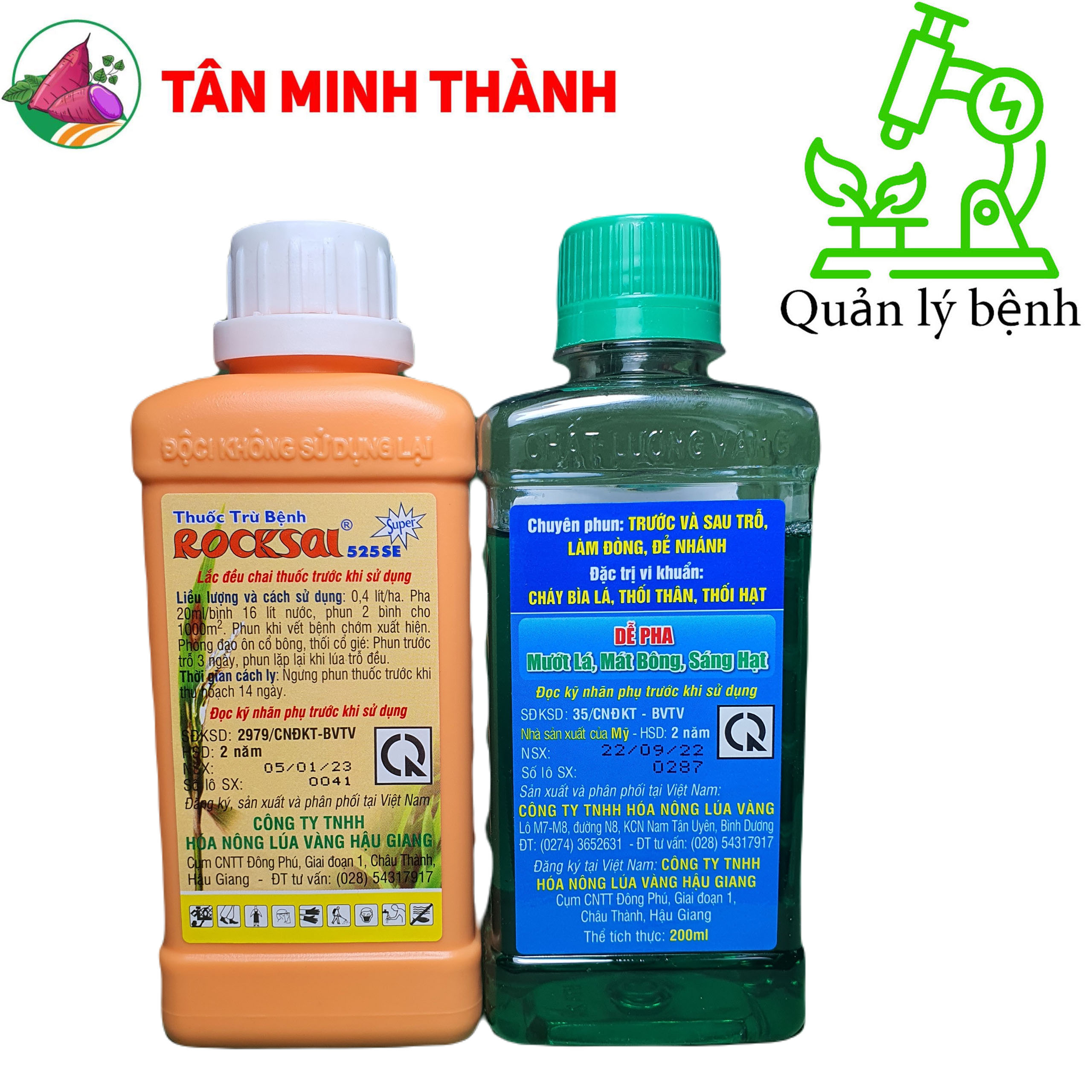 Rocsai Physan - Thuốc trừ bệnh do nấm và khuẩn, đạo ôn, vàng lá, thối cổ gié, lem lép hạt, thối nhũn, vàng lá vi khuẩn