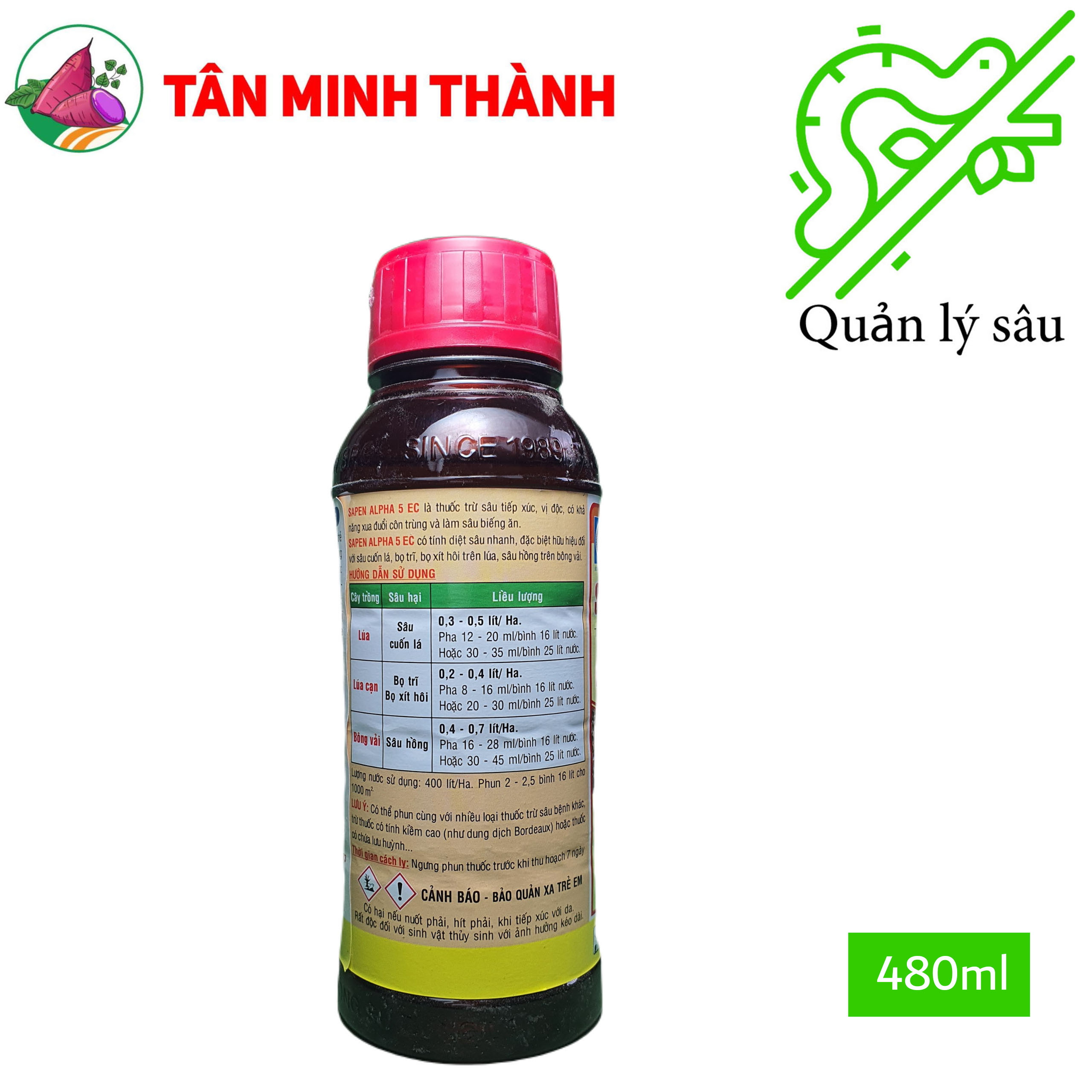 Sapen Alpha 5EC - Thuốc trừ sâu cuốn lá, bọ trĩ, sùng khoai lang, bọ xít hôi, sâu hồng, bù lạch