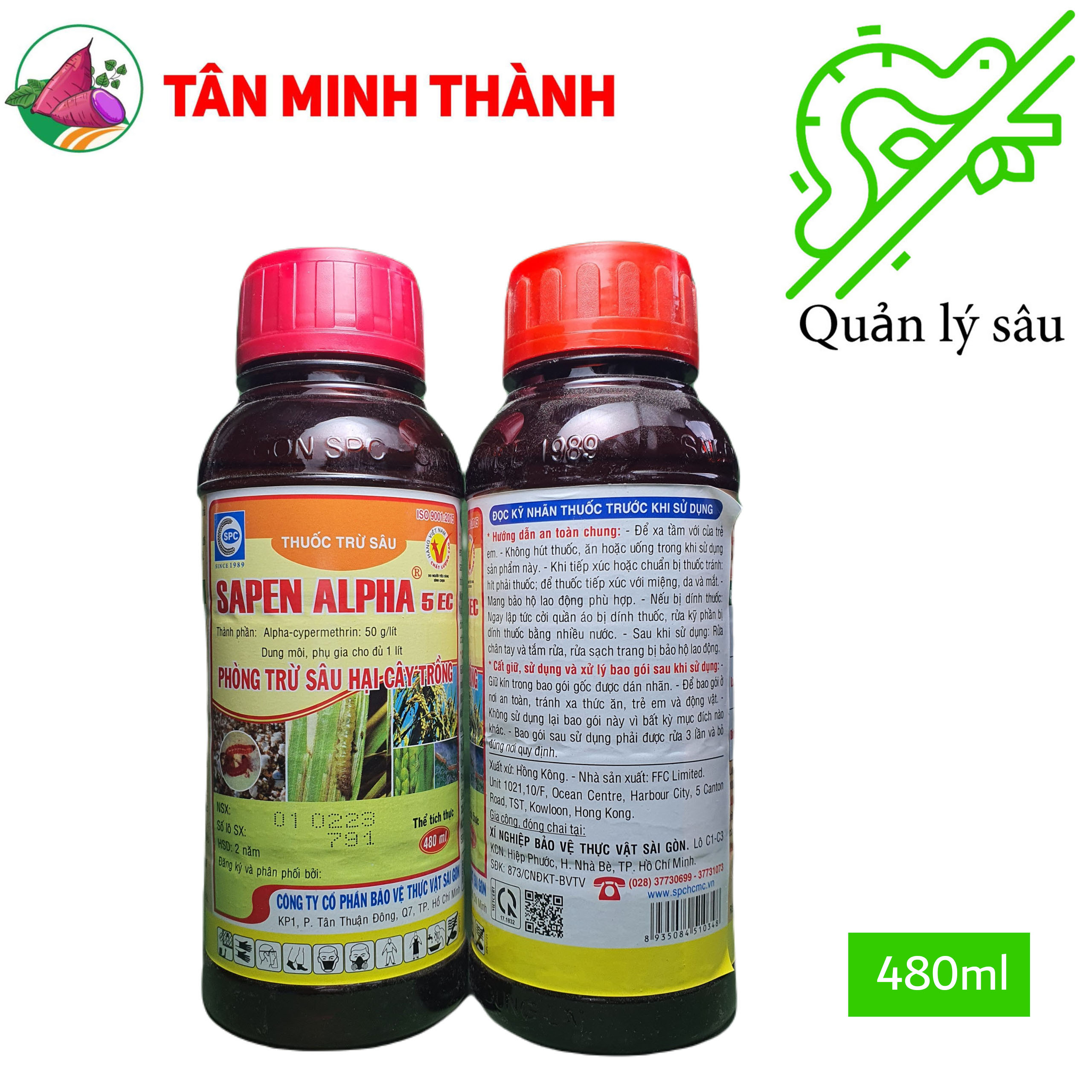 Sapen Alpha 5EC - Thuốc trừ sâu cuốn lá, bọ trĩ, sùng khoai lang, bọ xít hôi, sâu hồng, bù lạch