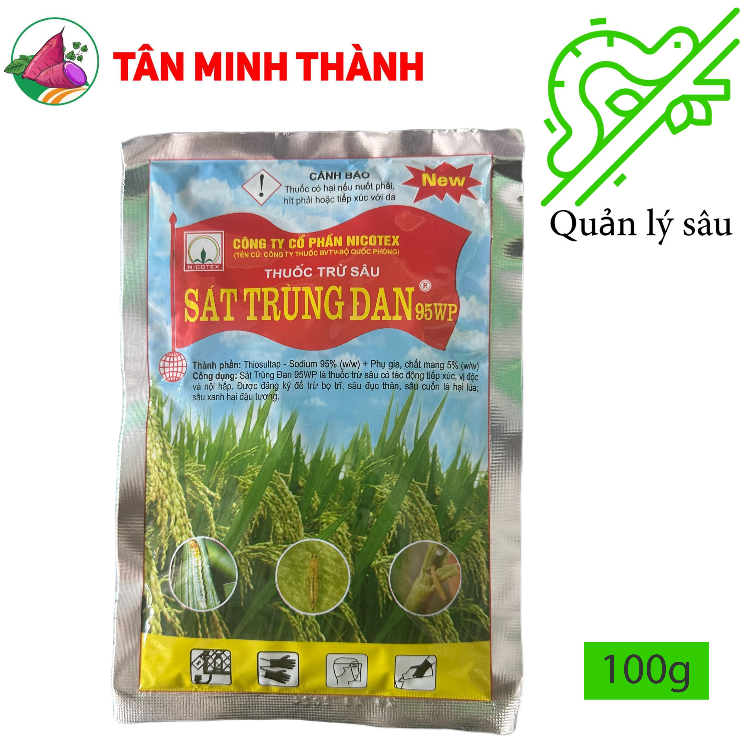 Sát Trùng Đan 95WP - Thuốc đặc trị sâu đục thân, bọ trĩ,  sâu cuốn lá, sâu xanh