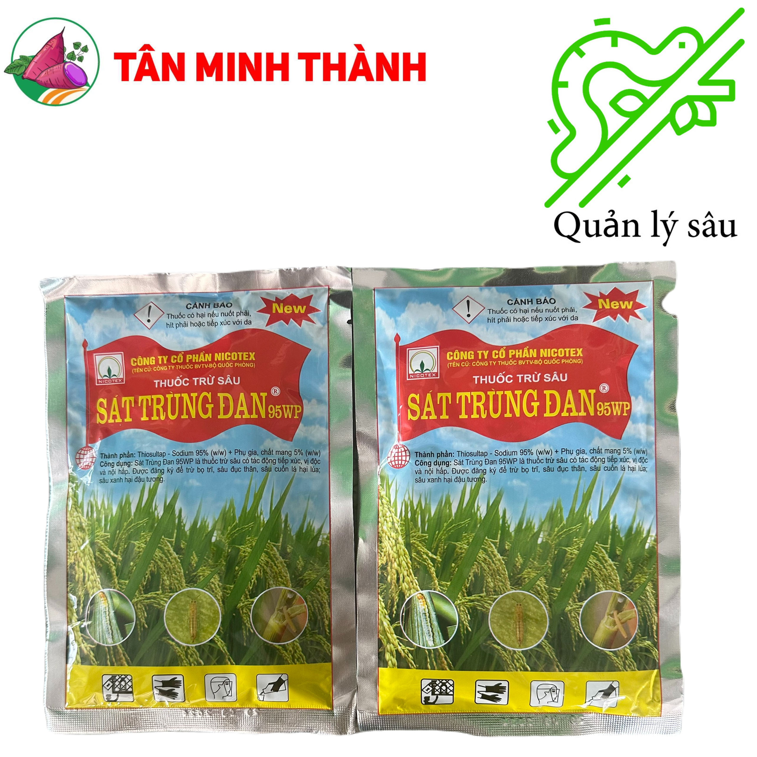 Sát Trùng Đan 95WP - Thuốc đặc trị sâu đục thân, bọ trĩ,  sâu cuốn lá, sâu xanh