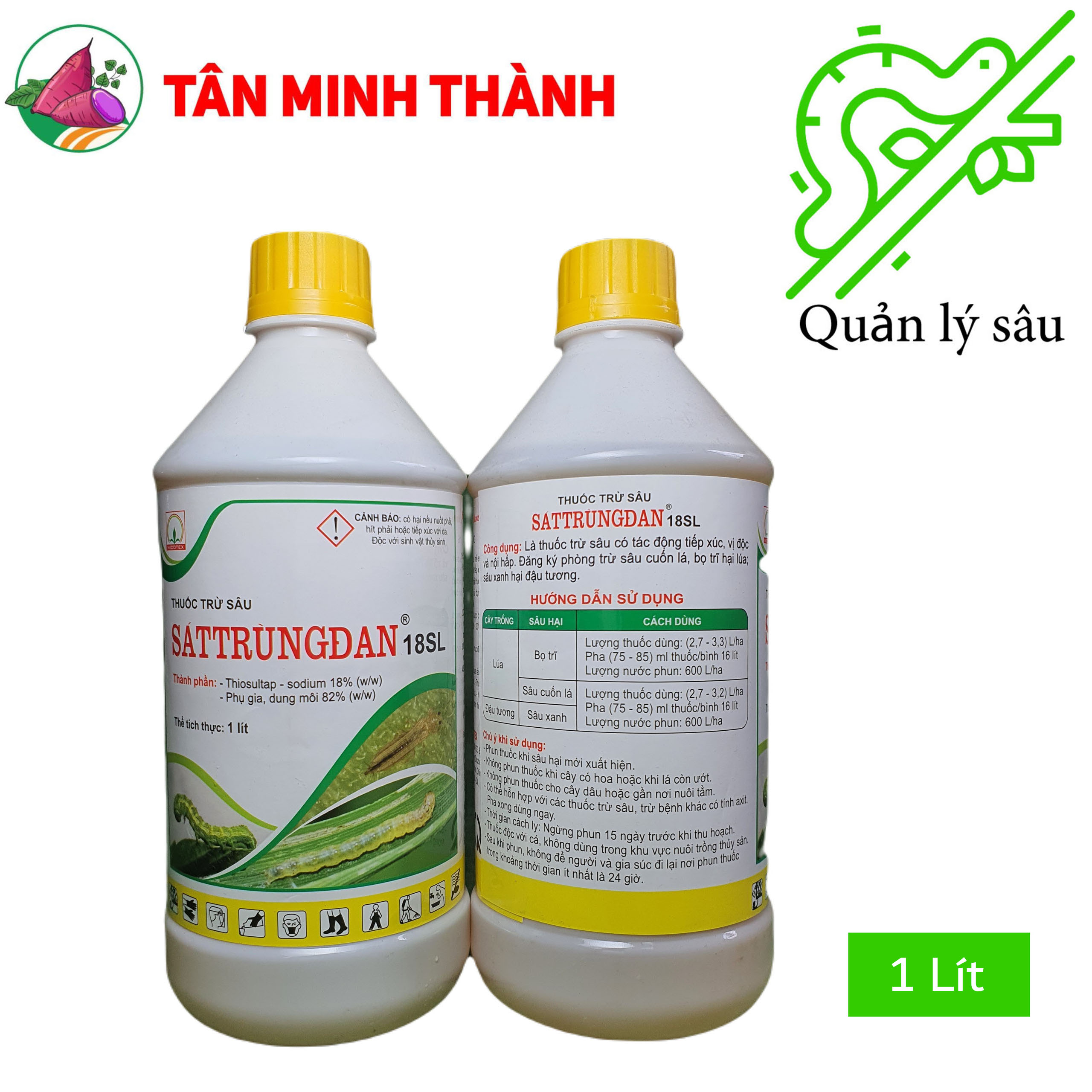 Sattrungdan 18SL - Thuốc trừ sâu cuốn lá, bọ trĩ, sâu xanh da láng, sâu ăn lá