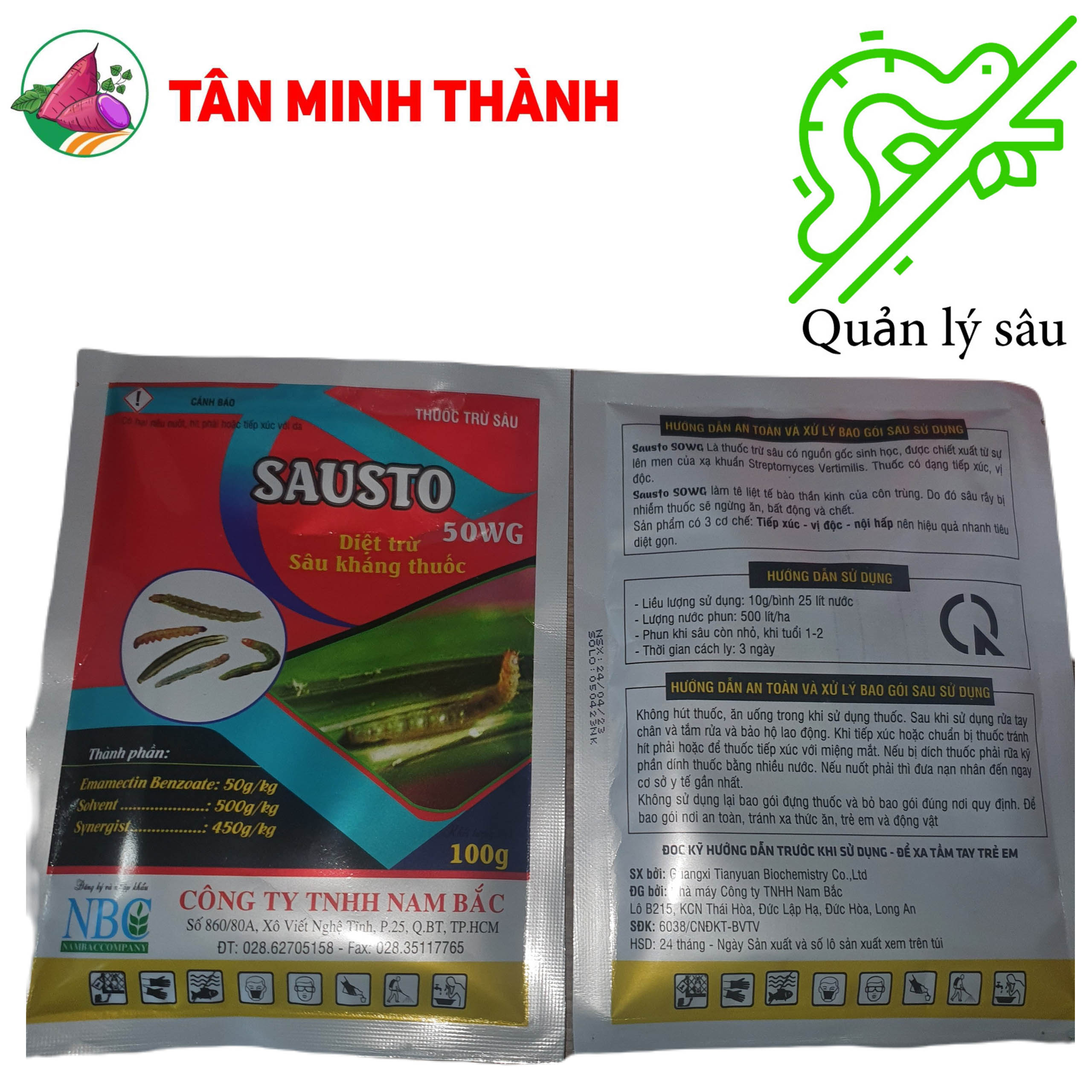 Sausto 50WG - Thuốc đặc trị sâu cuốn lá, nhện đỏ, bọ trĩ, sâu xanh