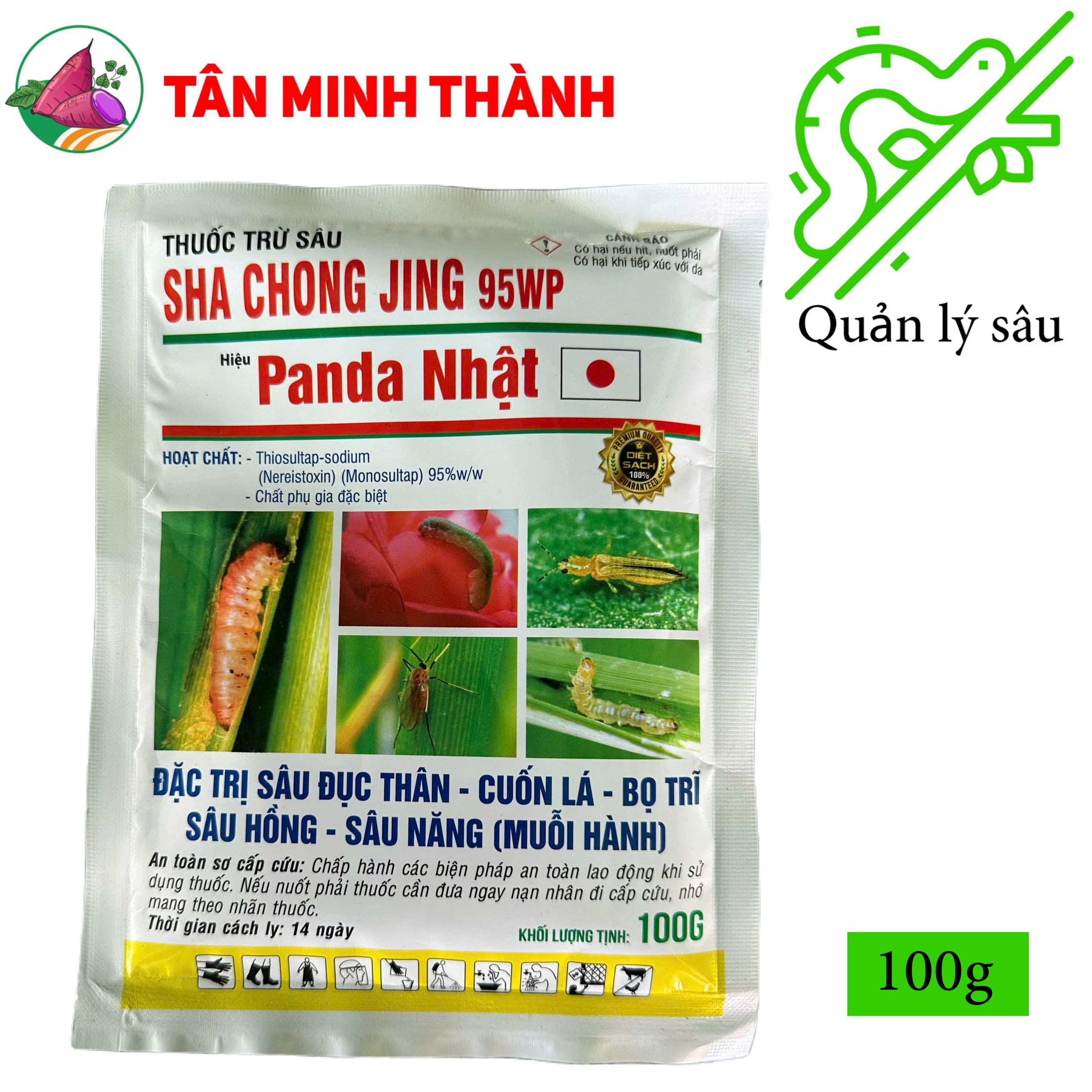 Sha Chong Jing 95WP - Thuốc trừ sâu đục thân, bọ trĩ, rầy xanh, muỗi hành, sâu cuốn lá, sâu năng