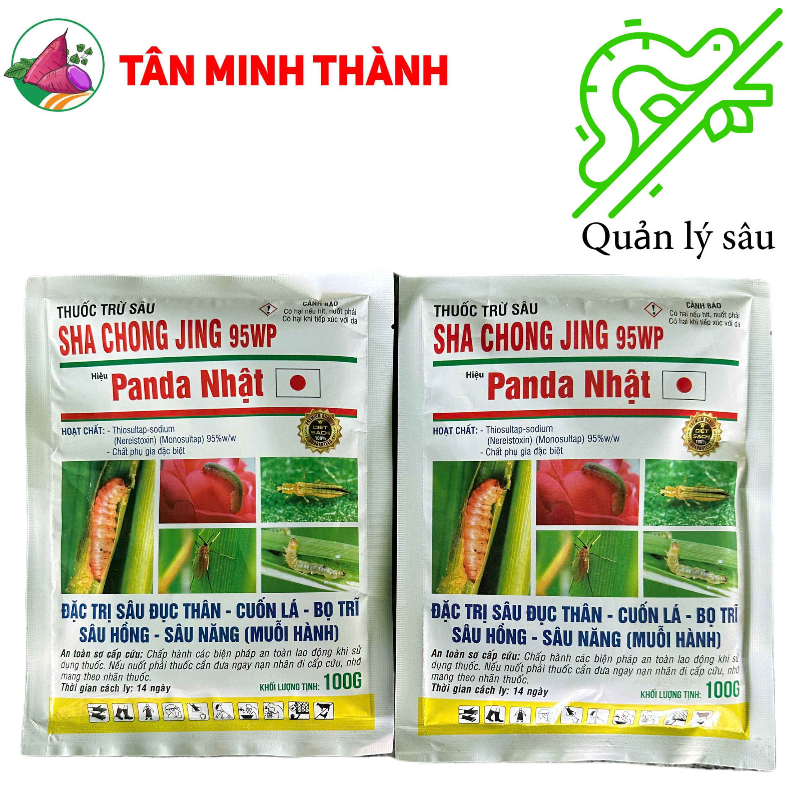 Sha Chong Jing 95WP - Thuốc trừ sâu đục thân, bọ trĩ, rầy xanh, muỗi hành, sâu cuốn lá, sâu năng