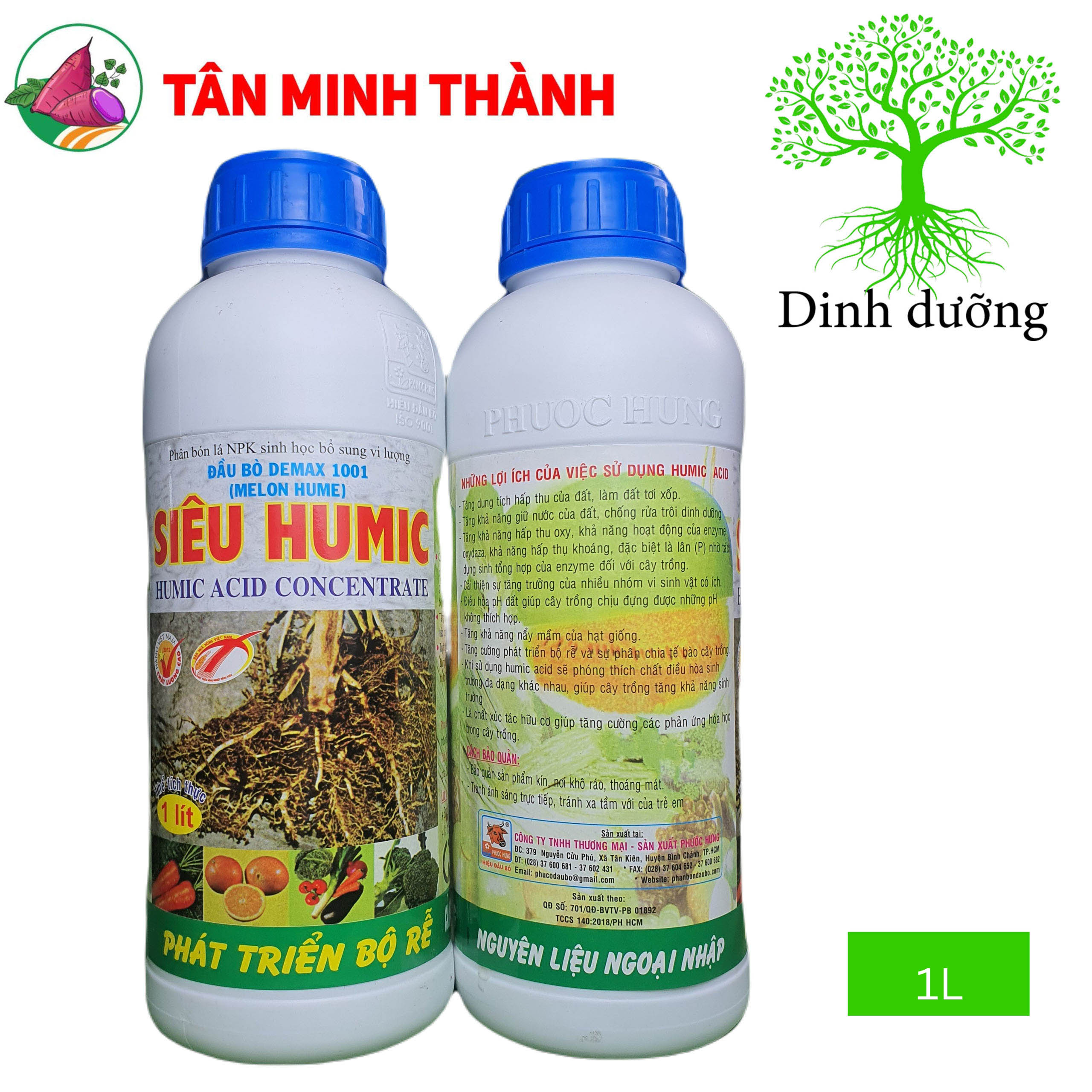Siêu Humic Demax 1001 Đầu Bò - Kích thích ra rễ, cải tạo đất, đậu trái, lớn trái, tăng độ ngọt 