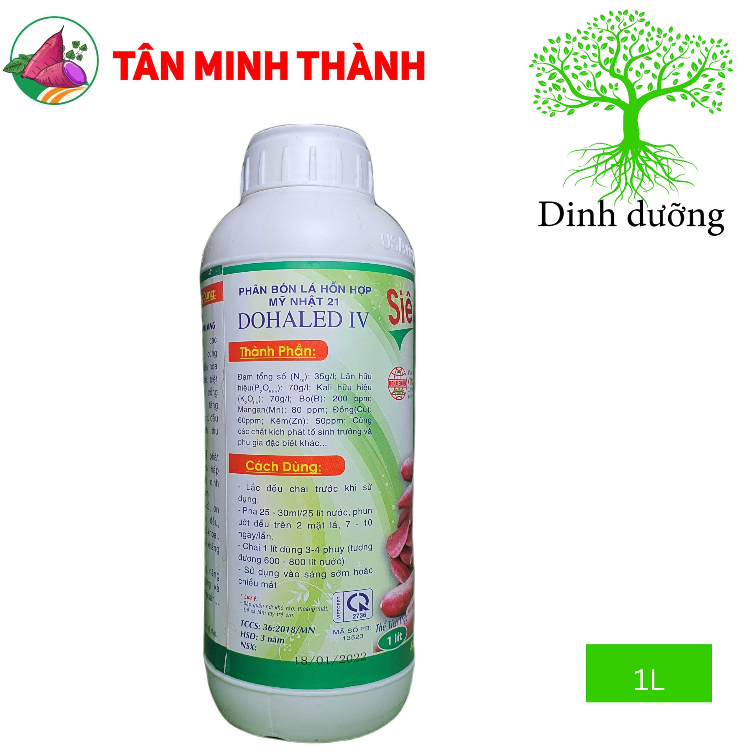 Siêu To Củ Khoai Lang Dohaled 4 - Thuốc tạo củ nhiều, to củ, phì củ, đều củ, chống sượng củ, hấp thu dinh dưỡng nhanh
