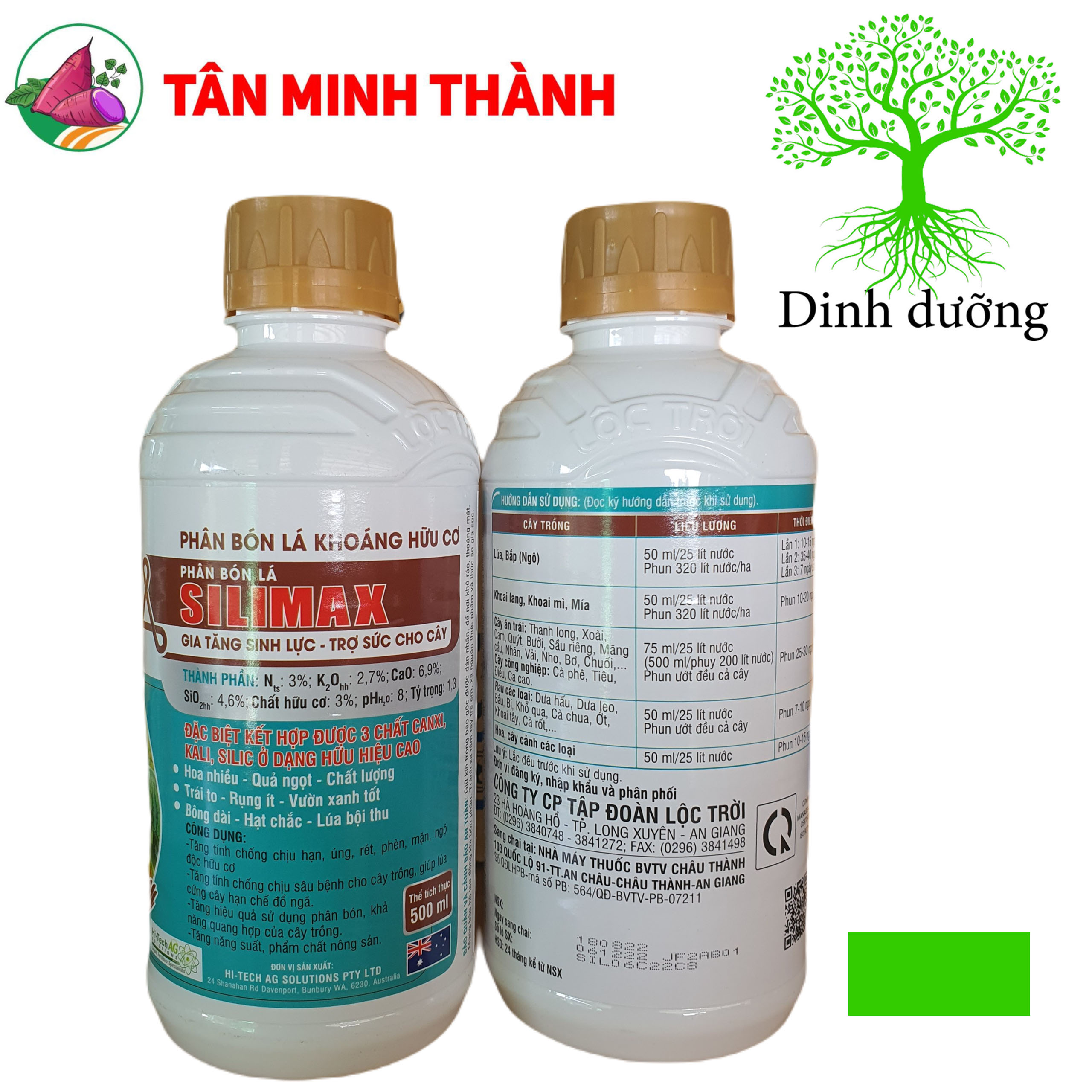 Silimax Lộc Trời - Thuốc kích thích ra hoa, to trái, lớn củ, ngọt trái, nặng ký, chống rụng, to hạt, sáng hạt, hạ phèn, giảm mặn, cứng cây