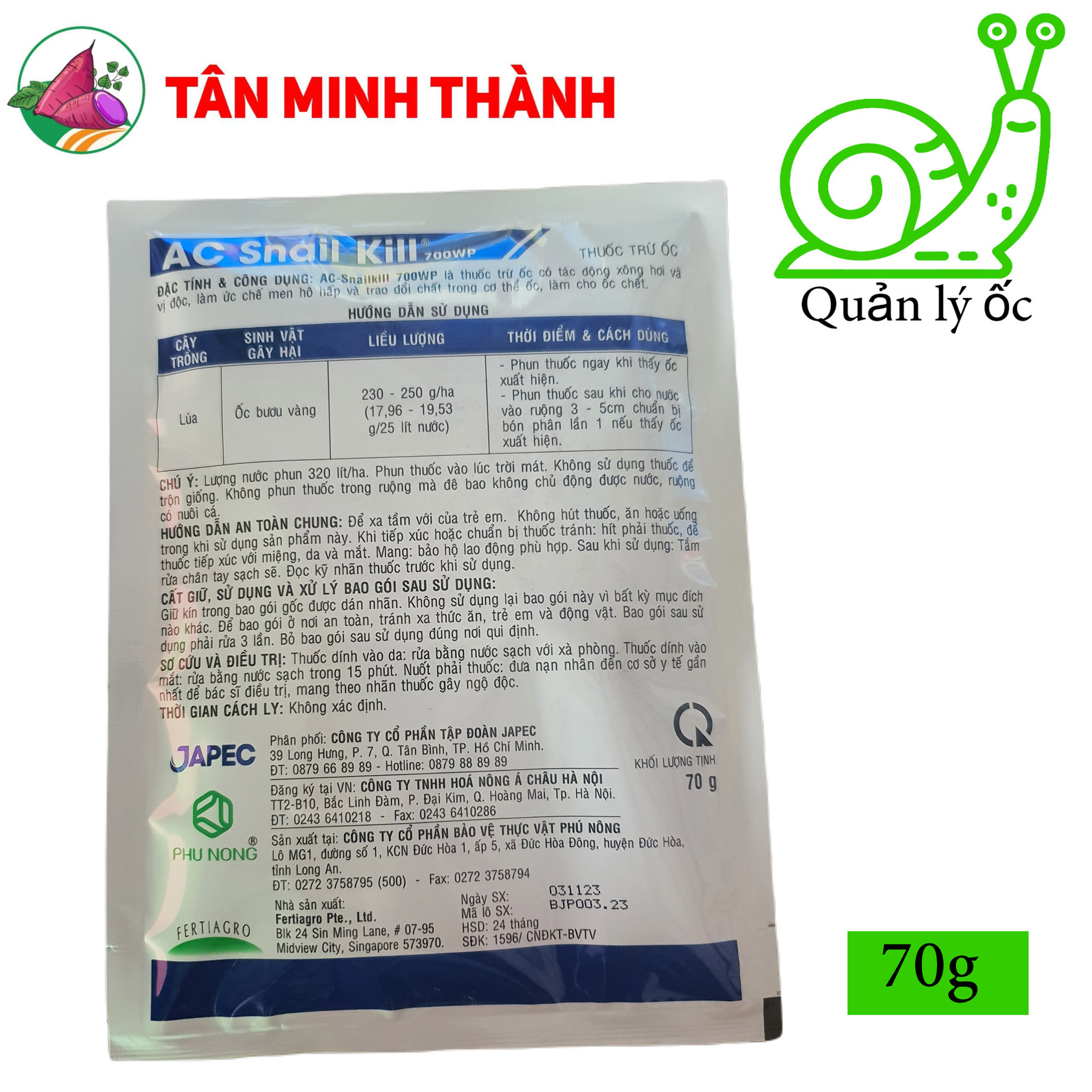Snail Kill 700WP - Thuốc đặc trị ốc bươu vàng