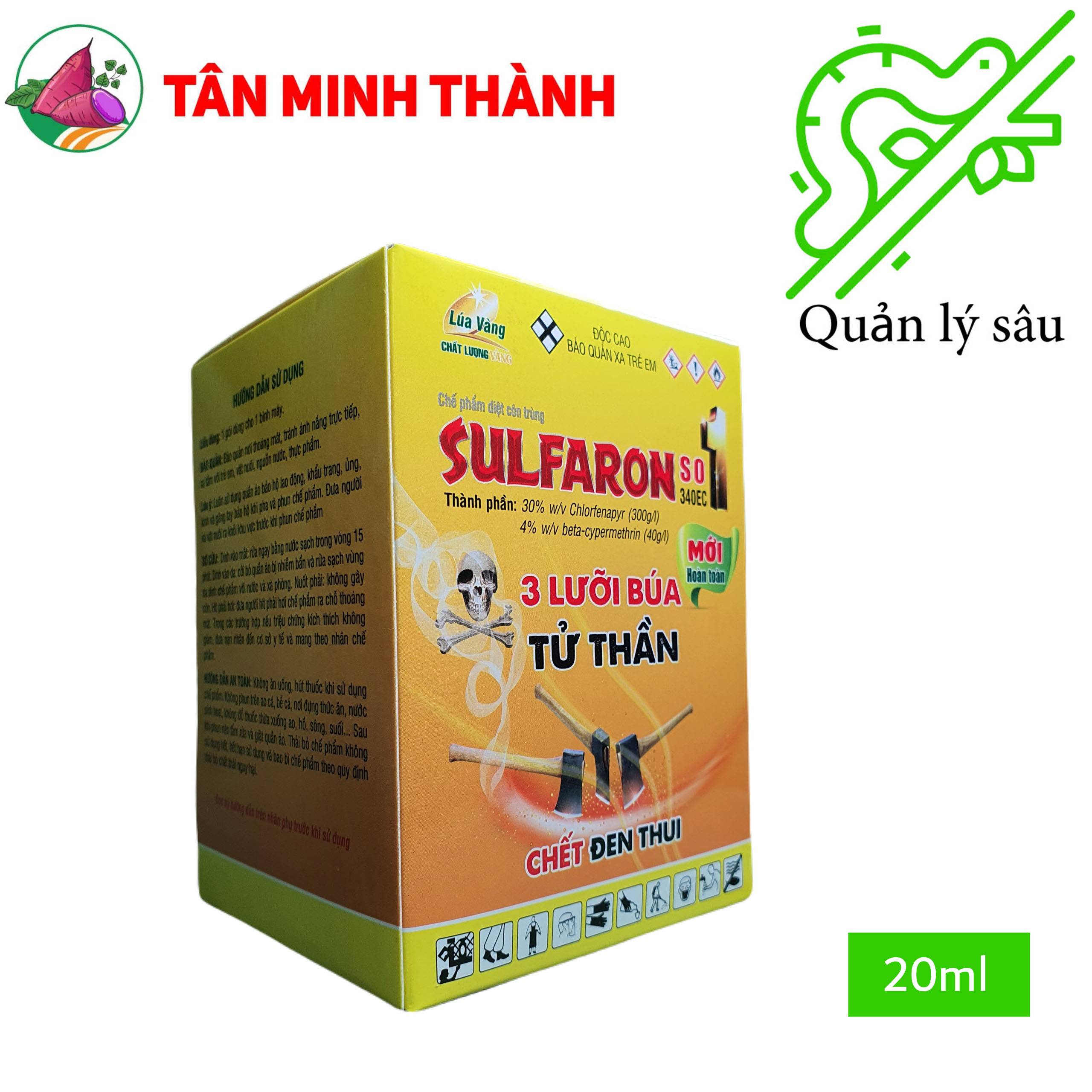 Sulfaron 3 Lưỡi Búa 340EC - Thuốc trừ sâu cuốn lá, nhện gié, sâu đục thân, sâu đục bẹ, nhện đỏ, sâu ăn lá, sâu xanh