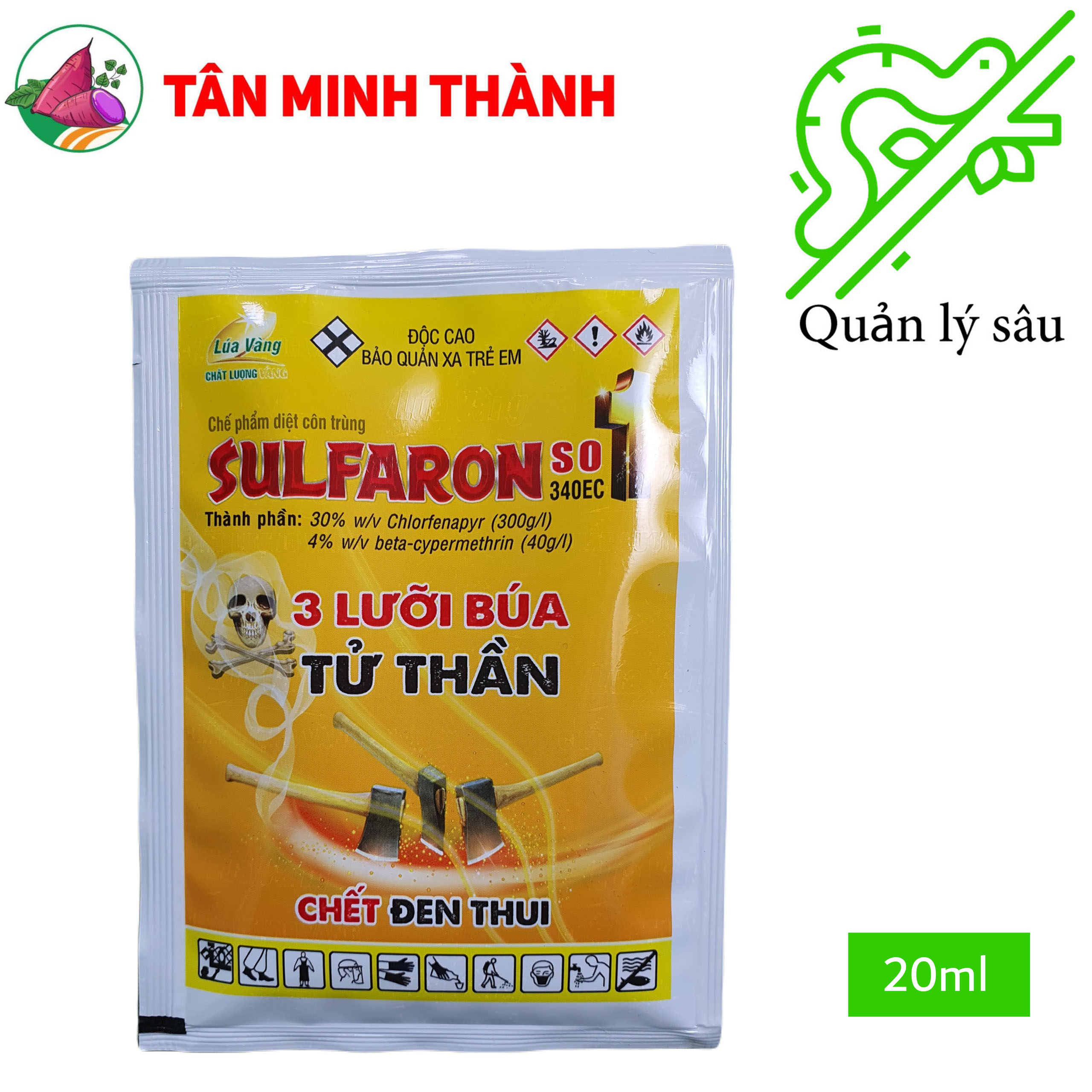 Sulfaron 3 Lưỡi Búa 340EC - Thuốc trừ sâu cuốn lá, nhện gié, sâu đục thân, sâu đục bẹ, nhện đỏ, sâu ăn lá, sâu xanh