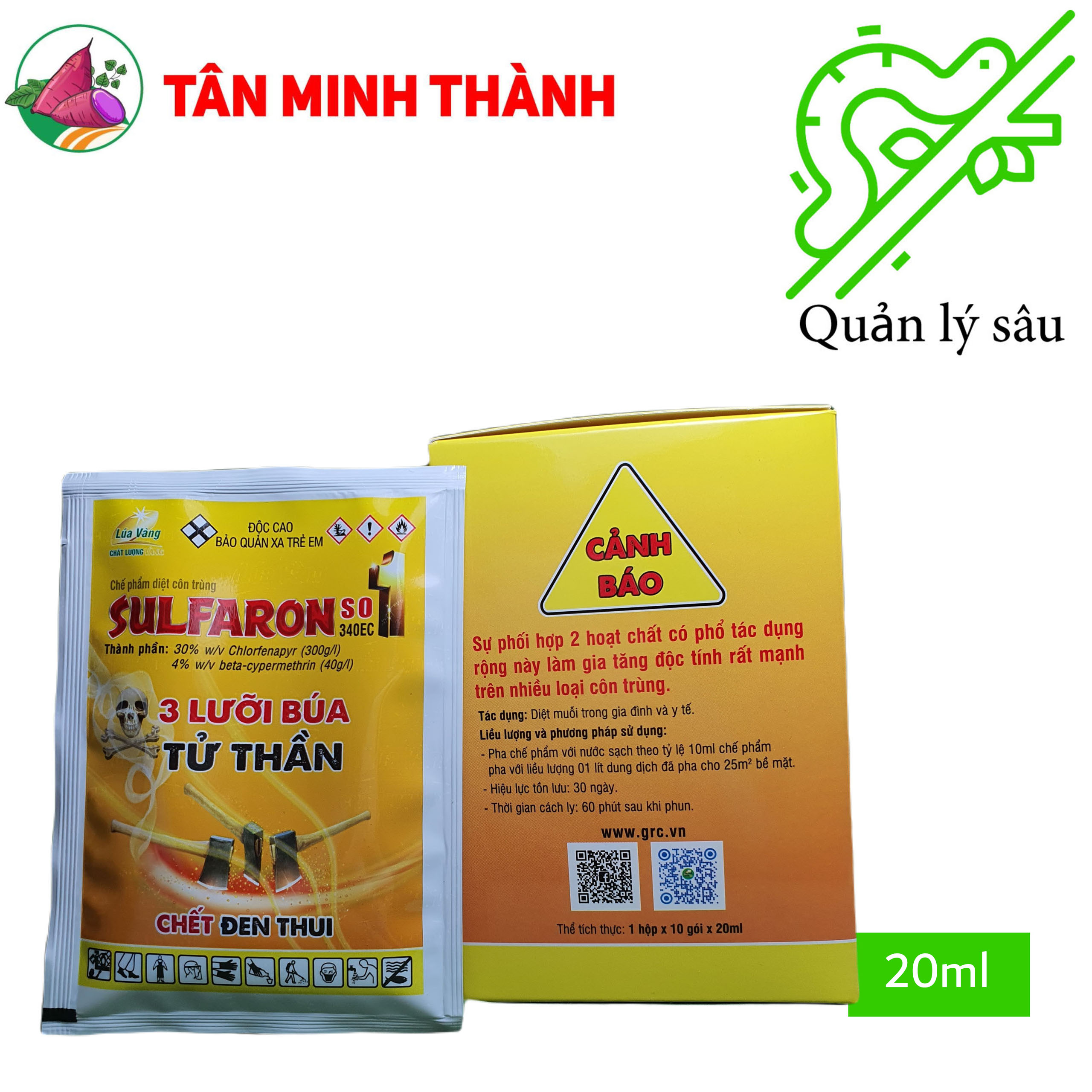 Sulfaron 3 Lưỡi Búa 340EC - Thuốc trừ sâu cuốn lá, nhện gié, sâu đục thân, sâu đục bẹ, nhện đỏ, sâu ăn lá, sâu xanh