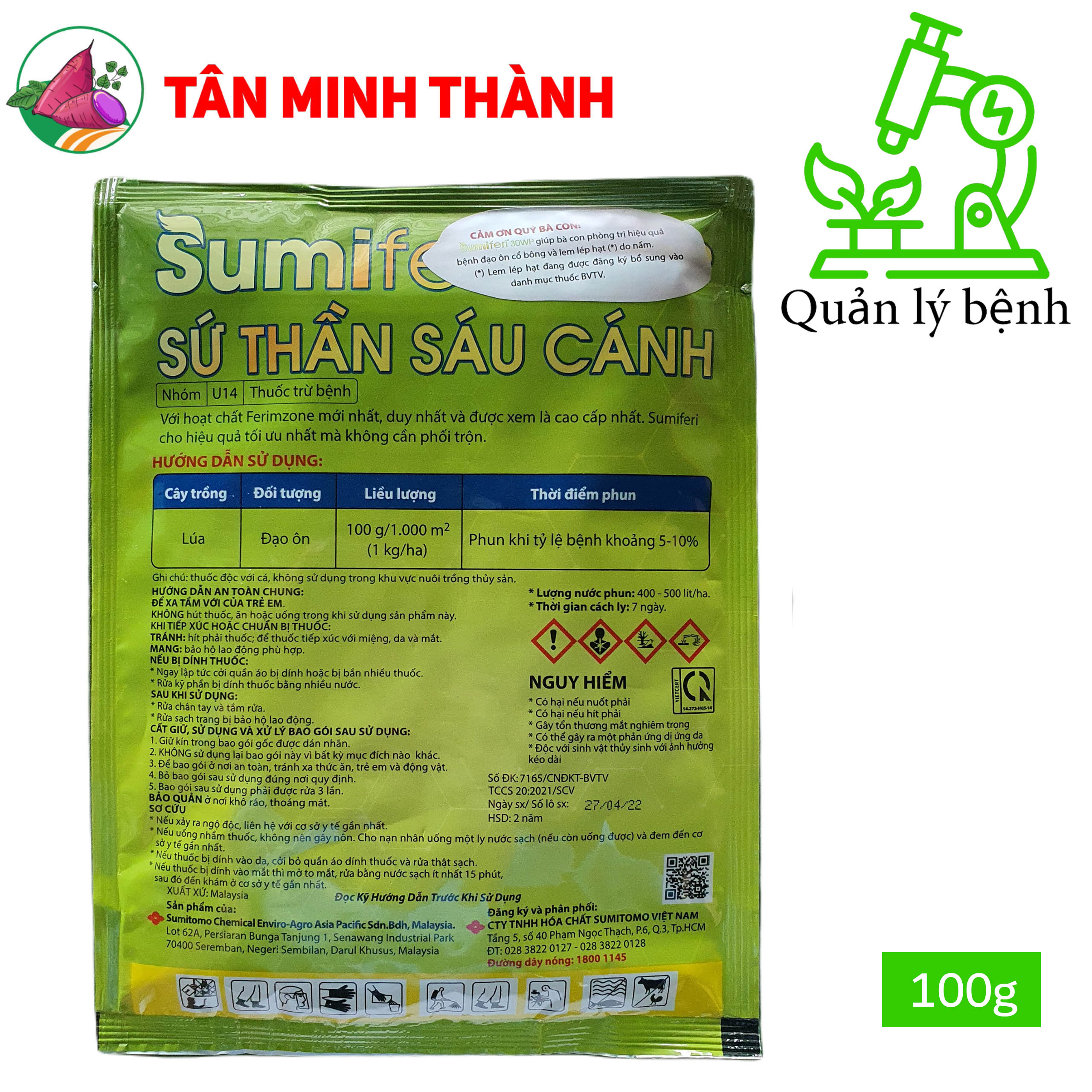 Sumiferi 30WP Sứ Thần Sáu Cánh - Thuốc đặc trị quản lý đạo ôn lá, đạo ôn cổ bông, lem lép hạt