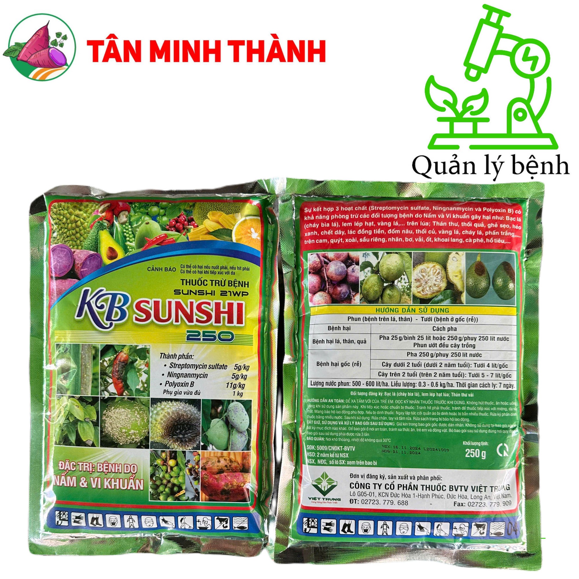 Sunshi 21WP - Thuốc trừ vi khuẩn gây bệnh bạc lá, lem lép hạt, loét trái, lác đồng tiền, thối nhũn