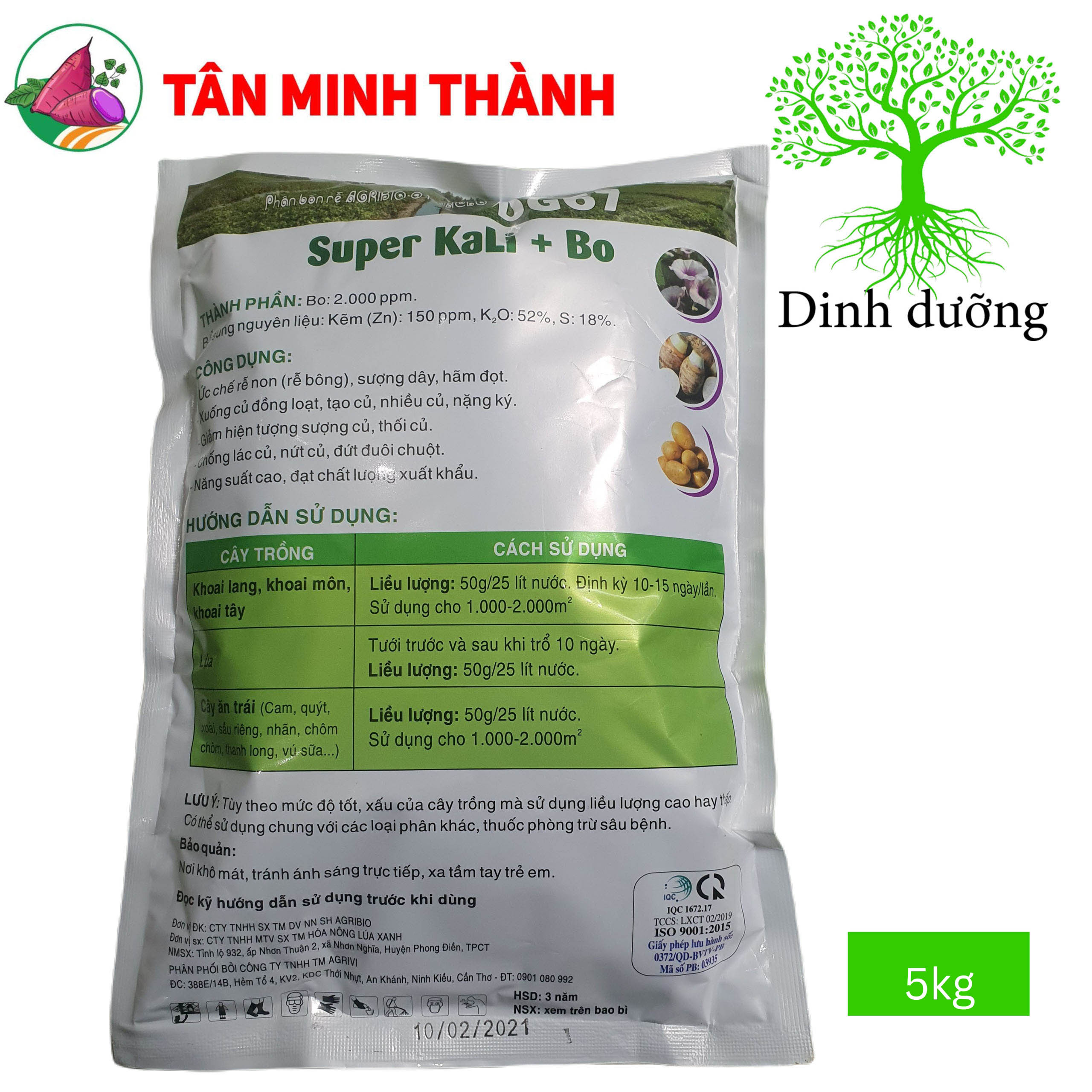 Super Kali Bo DG67 - Thuốc giúp Khoai Lang đứng dây, xuống củ, to củ, bóng da, dứt rễ bông, hãm đọt