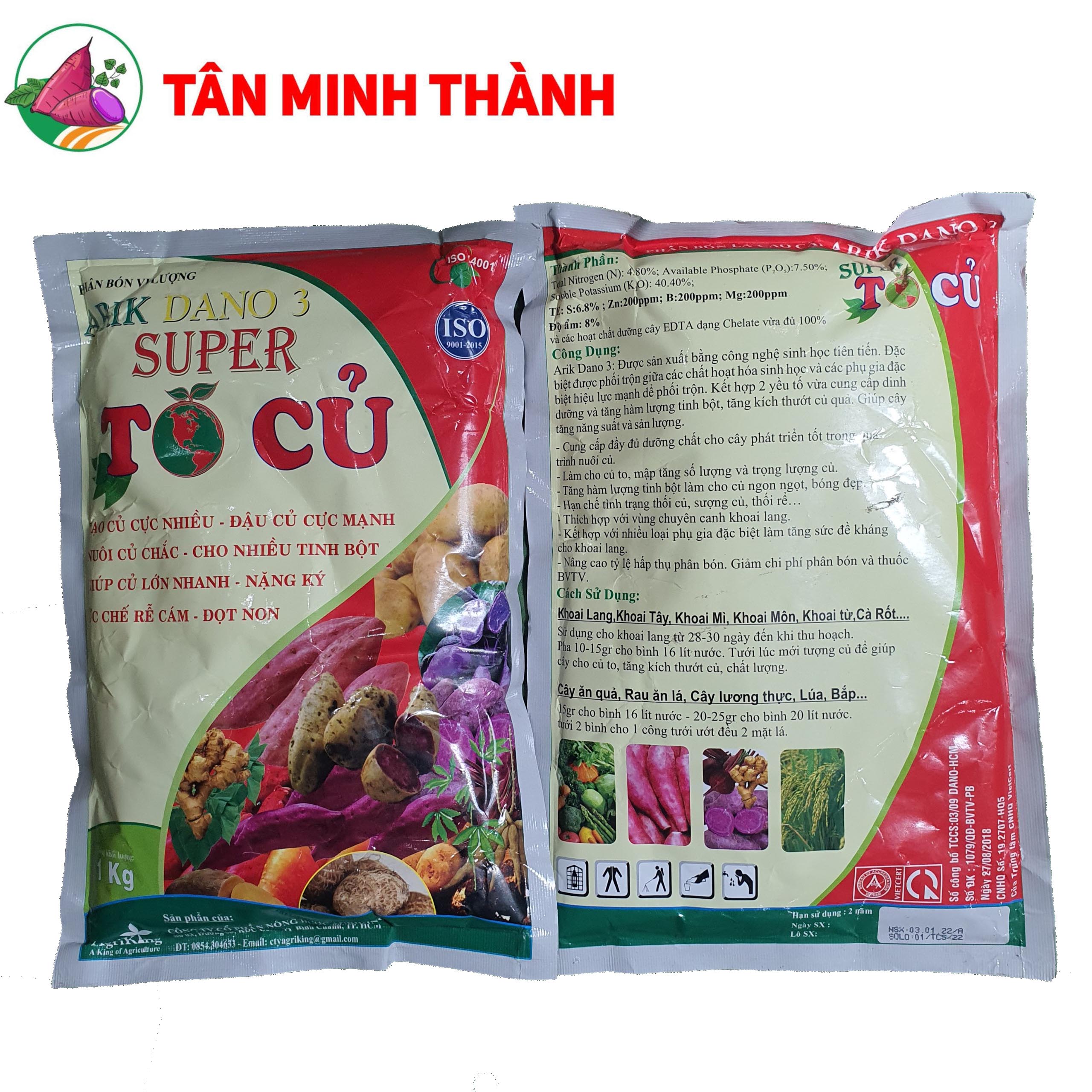 Super To Củ Arik Dano 3 - Thuốc to củ, chắc củ, nặng ký, tạo nhiều củ, đậu củ, ít rễ bông, rễ cám, lớn củ khoai lang