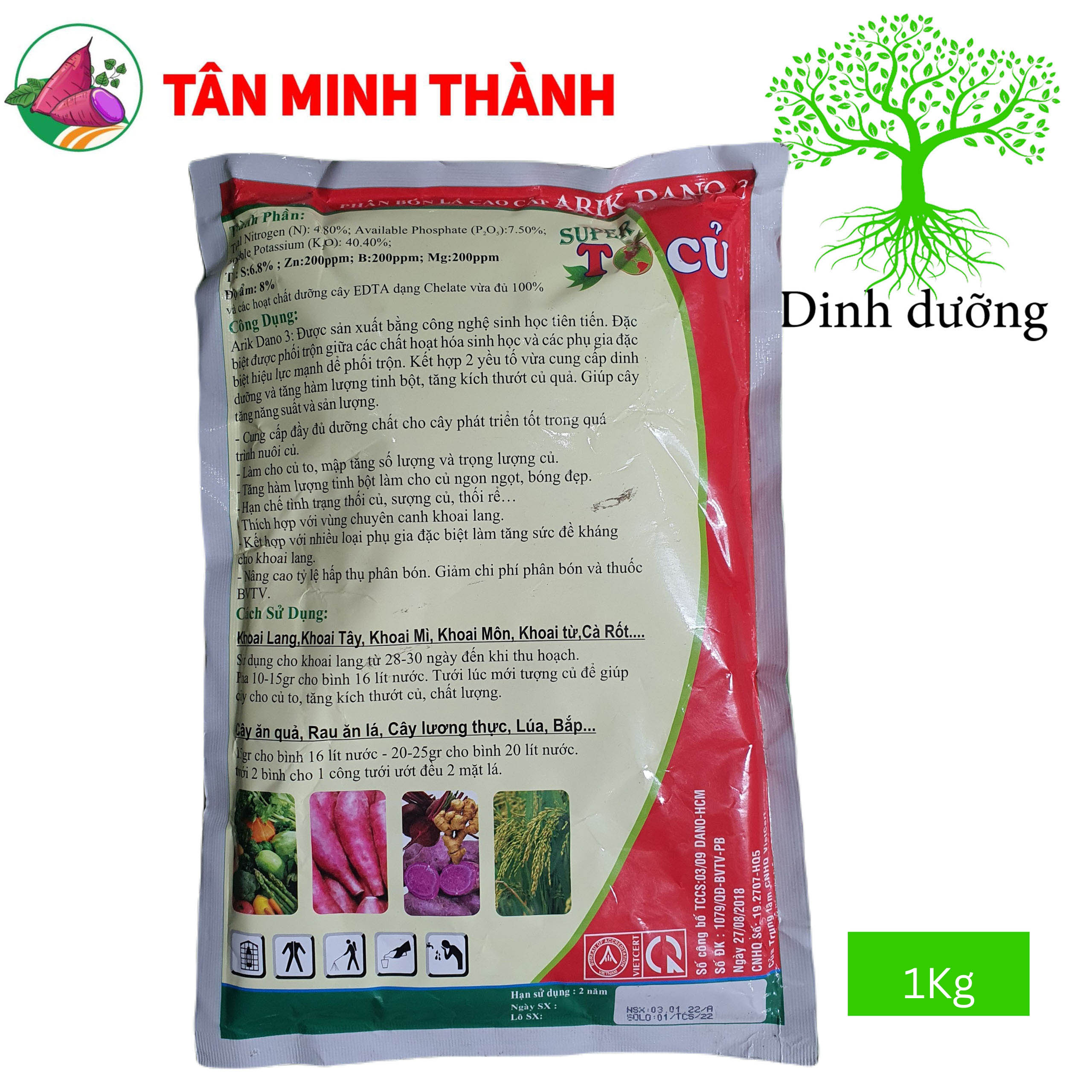 Super To Củ Arik Dano 3 - Thuốc to củ, chắc củ, nặng ký, tạo nhiều củ, đậu củ, ít rễ bông, rễ cám, lớn củ khoai lang