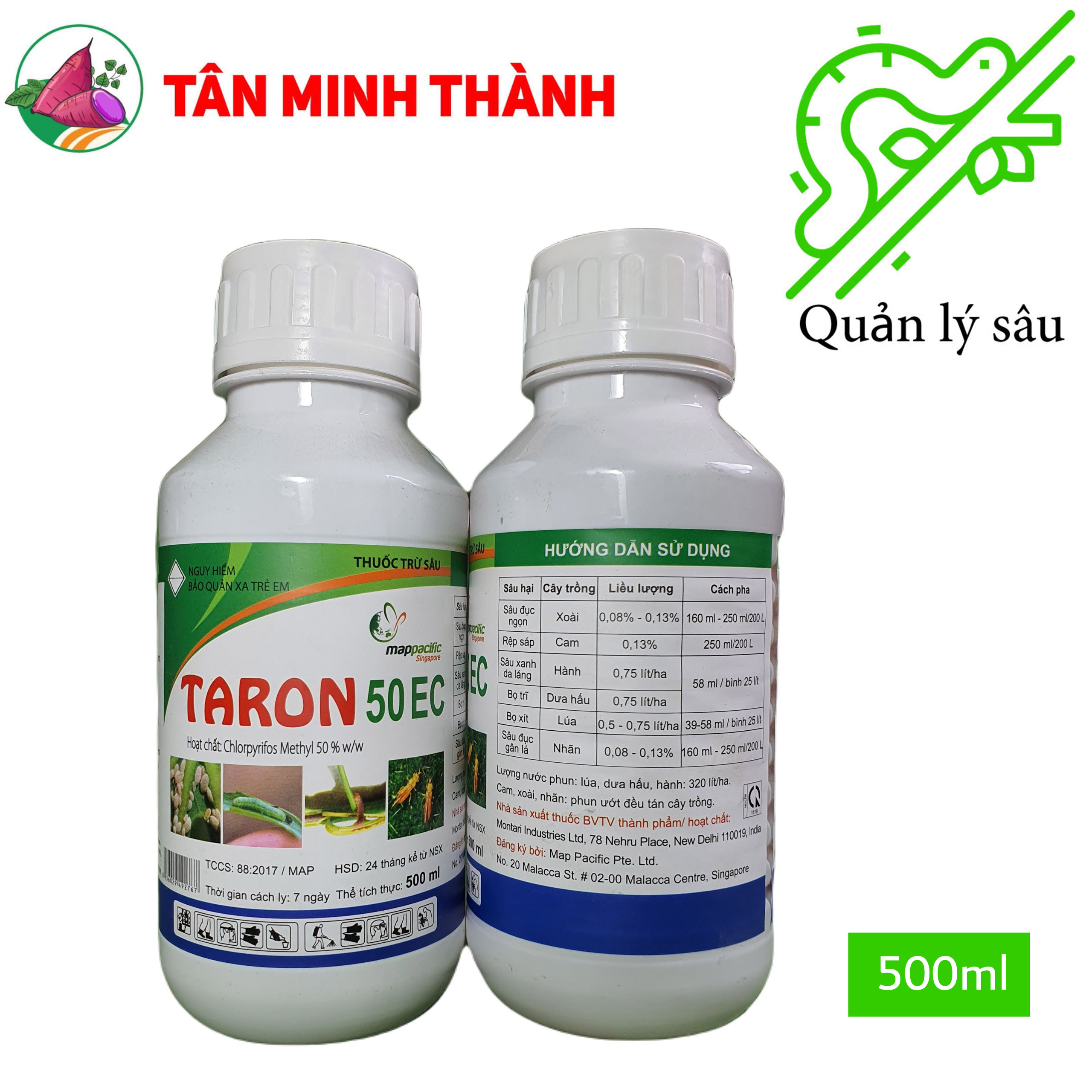 Taron 50EC - Thuốc đặc trị rệp sáp, sâu xanh da láng, bọ trĩ, bọ xít, sâu đục gân lá, sâu đục ngon, sùng khoai lang