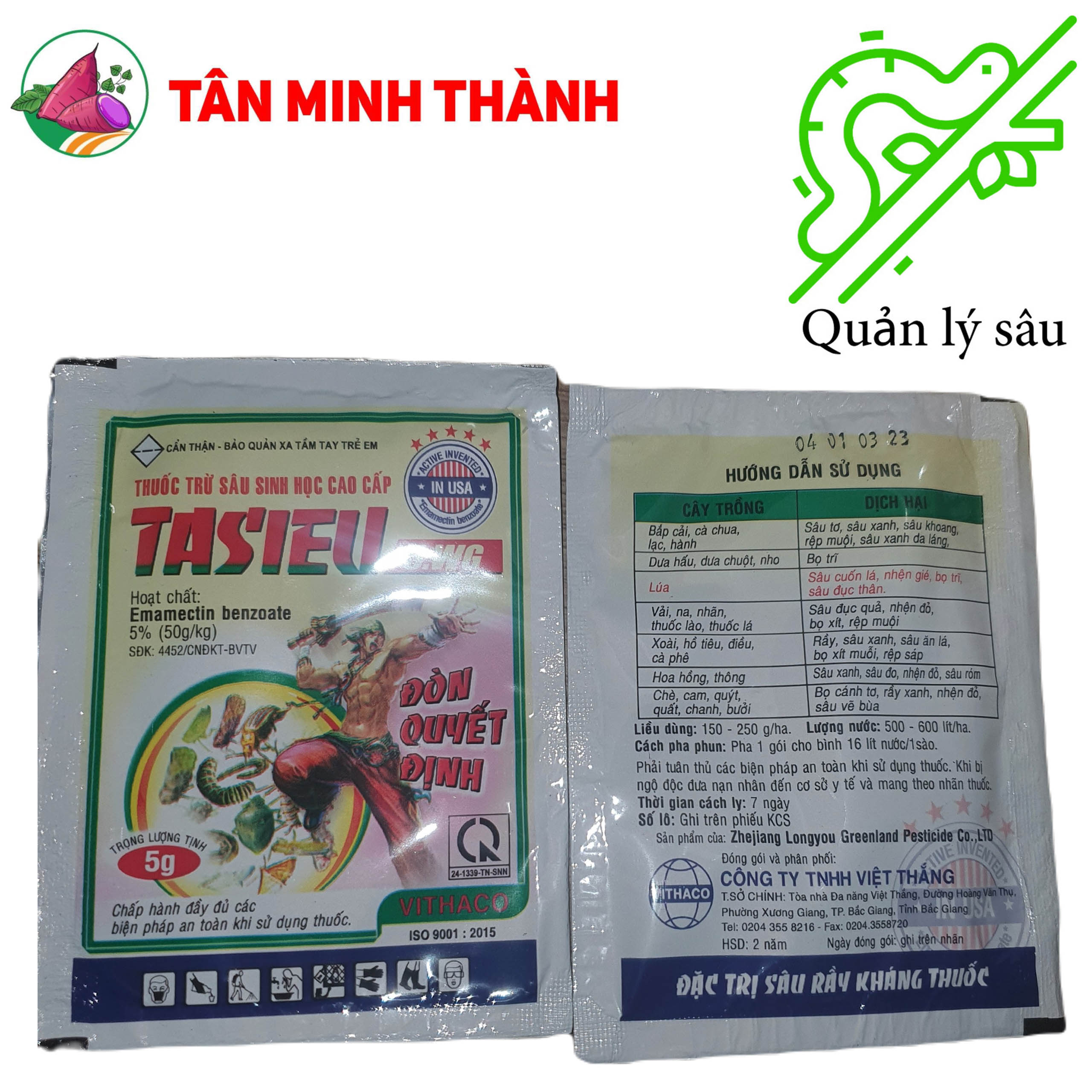 Tasieu 5WG - Thuốc trừ sâu sinh học, đặc trị sâu cuốn lá, bọ cánh tơ, sâu xanh, nhện đỏ, sâu vẽ bùa, rệp sáp, bọ xít, sâu tơ
