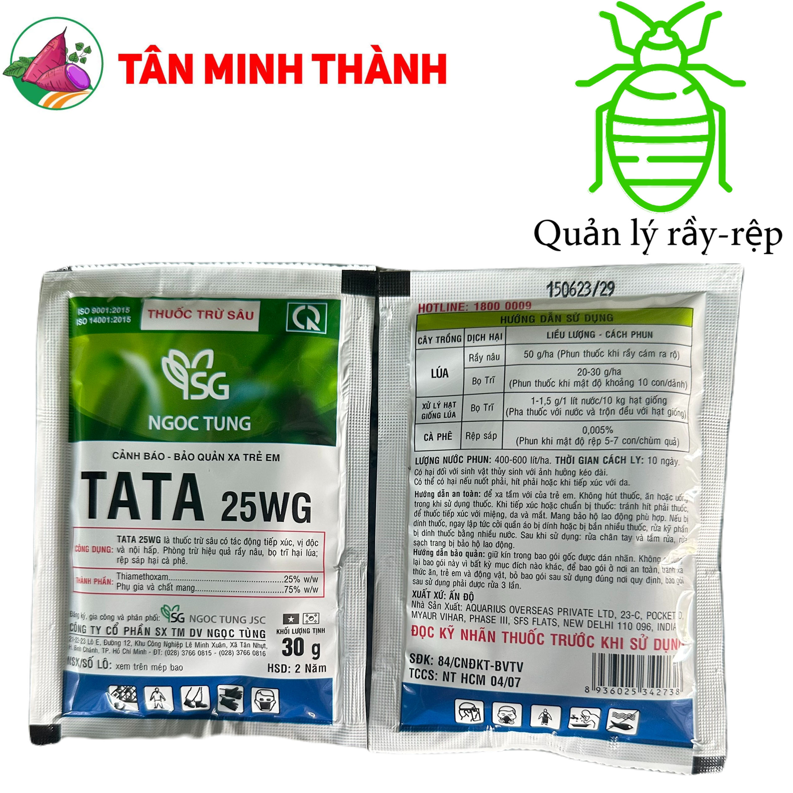 Tata 25WG - Thuốc đặc trị rầy nâu, bọ trĩ, rệp sáp