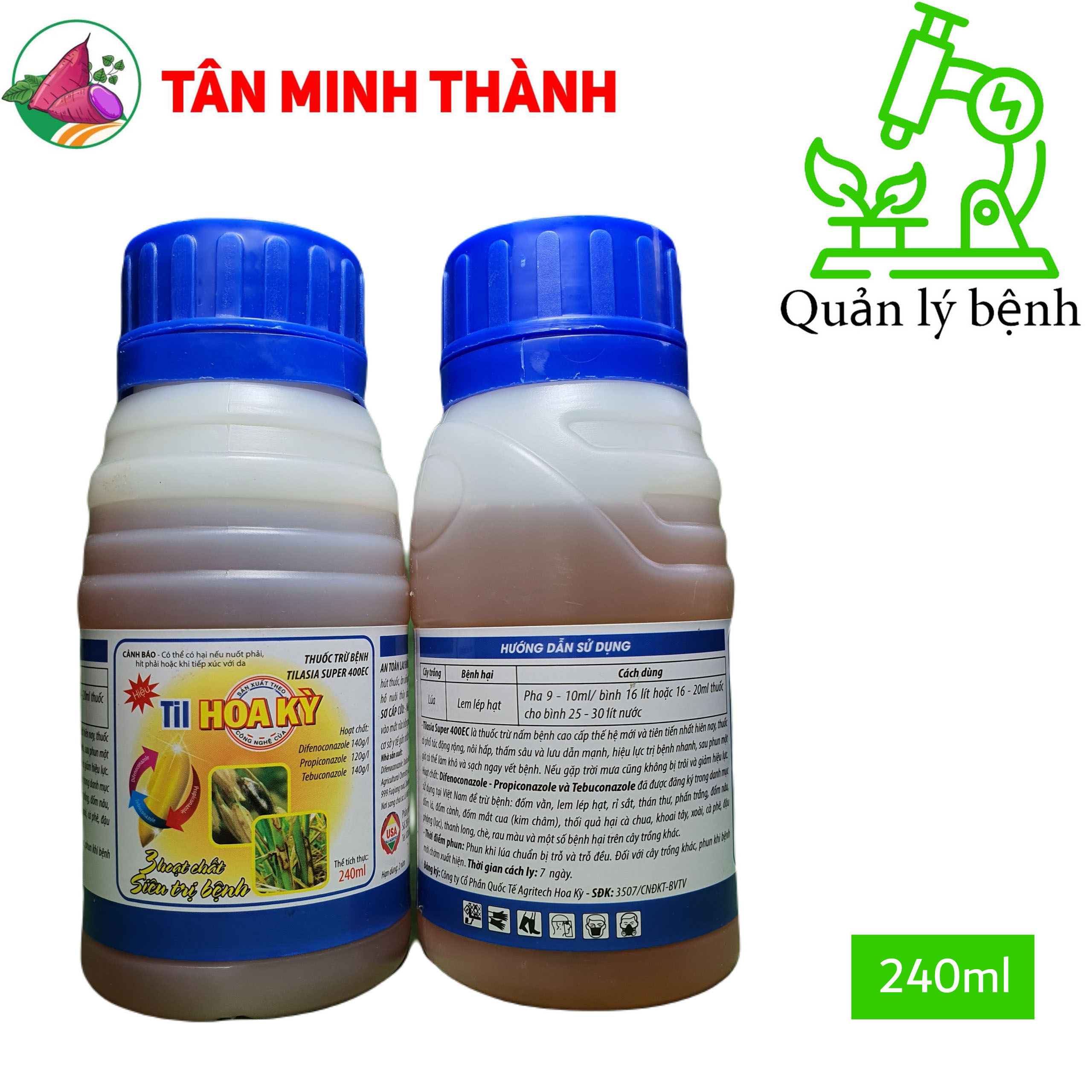 Til Hoa Kỳ 400EC - Thuốc đặc trị lem lép hạt, đốm vằn, rỉ sắt, thán thư, phấn trắng, đốm nâu, đốm lá mắt cua, thối trái, thối củ